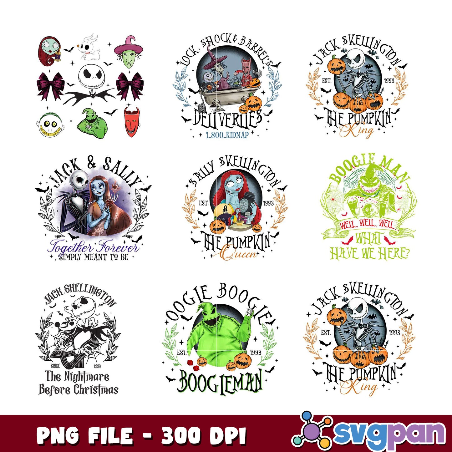 Nightmare Before Christmas Bundle PNG Designs 300 DPI