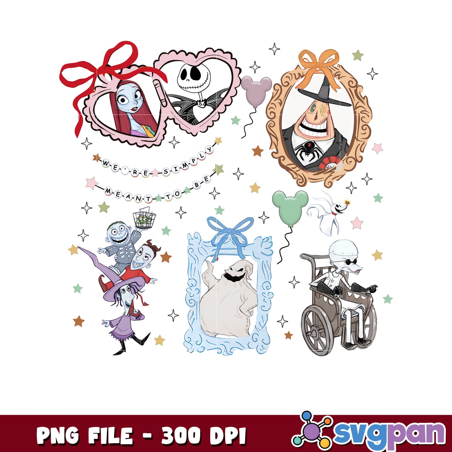 Nightmare Before Christmas Character Art PNG Design Bundle