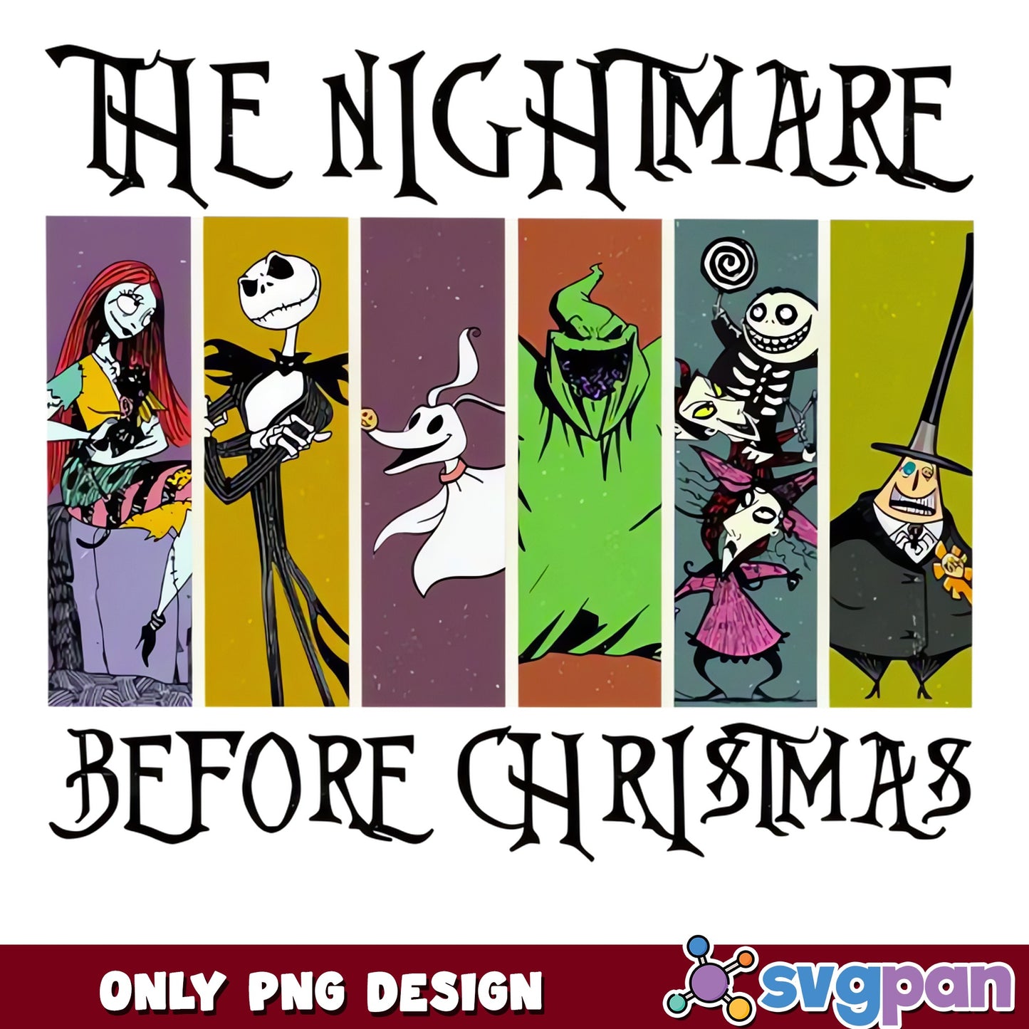 Nightmare Before Christmas Characters PNG, Jack Sally Zero Oogie, PNG