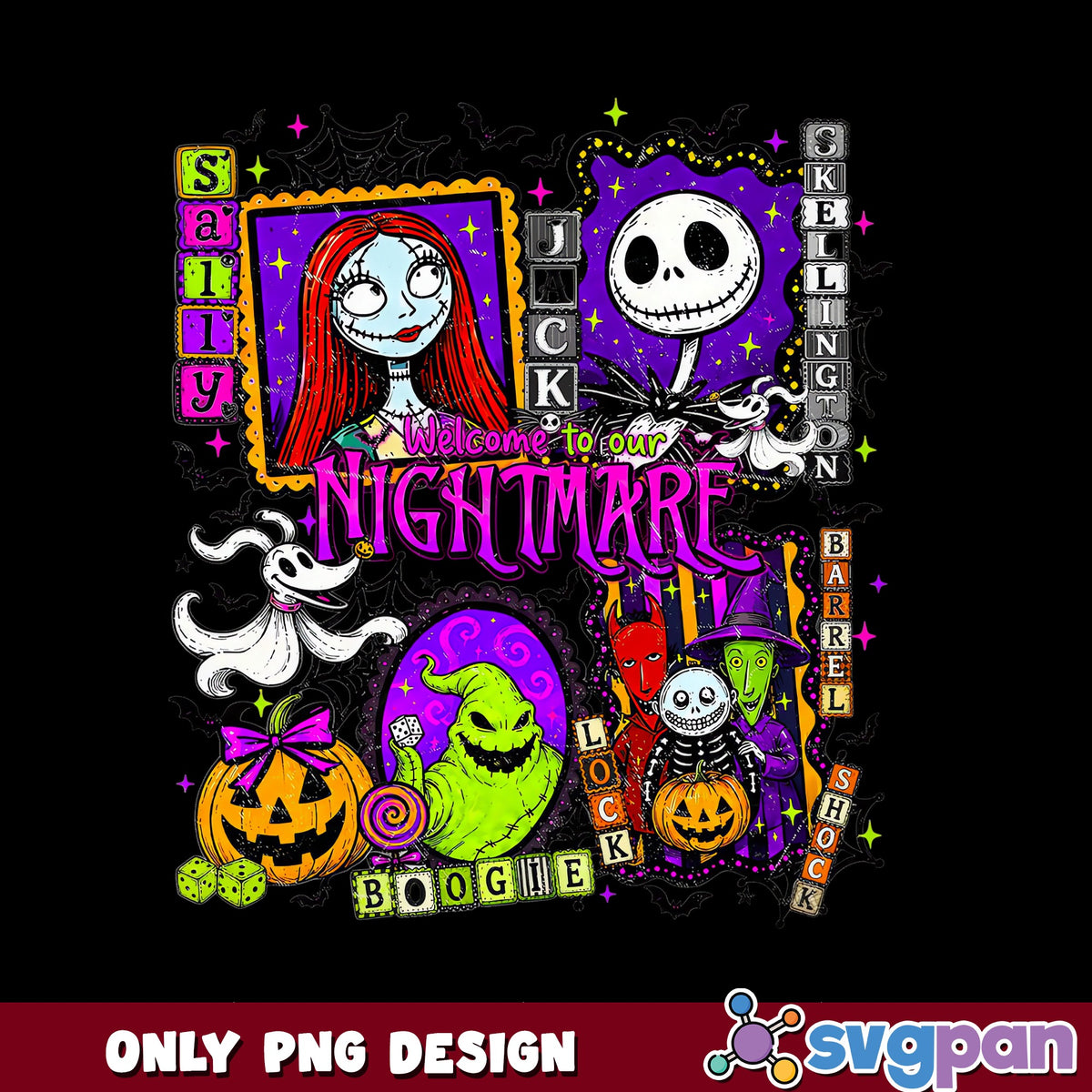 Nightmare Before Christmas PNG, Jack Skellington Halloween PNG, Sally PNG