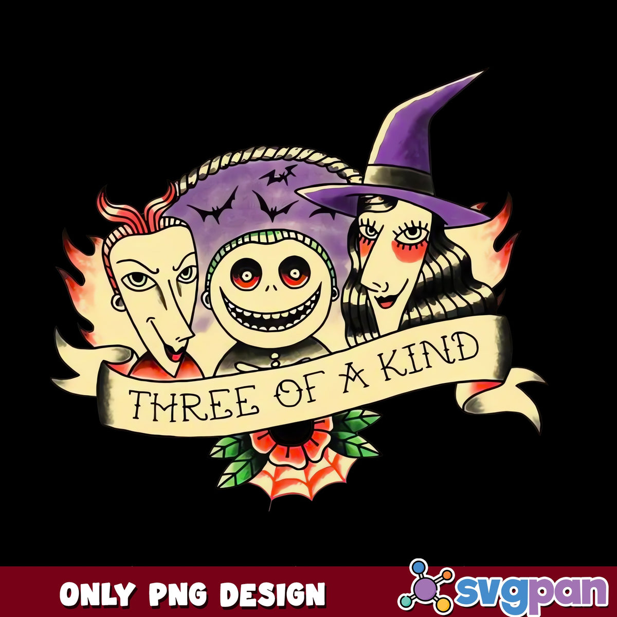 Nightmare Before Christmas Three Of A Kind, Halloween PNG, Sublimation PNG