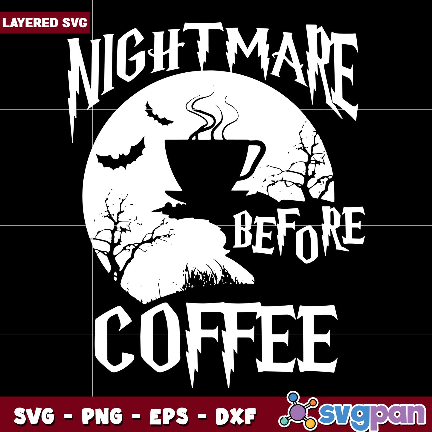 Nightmare before coffee svg, happy halloween svg, spooky season svg