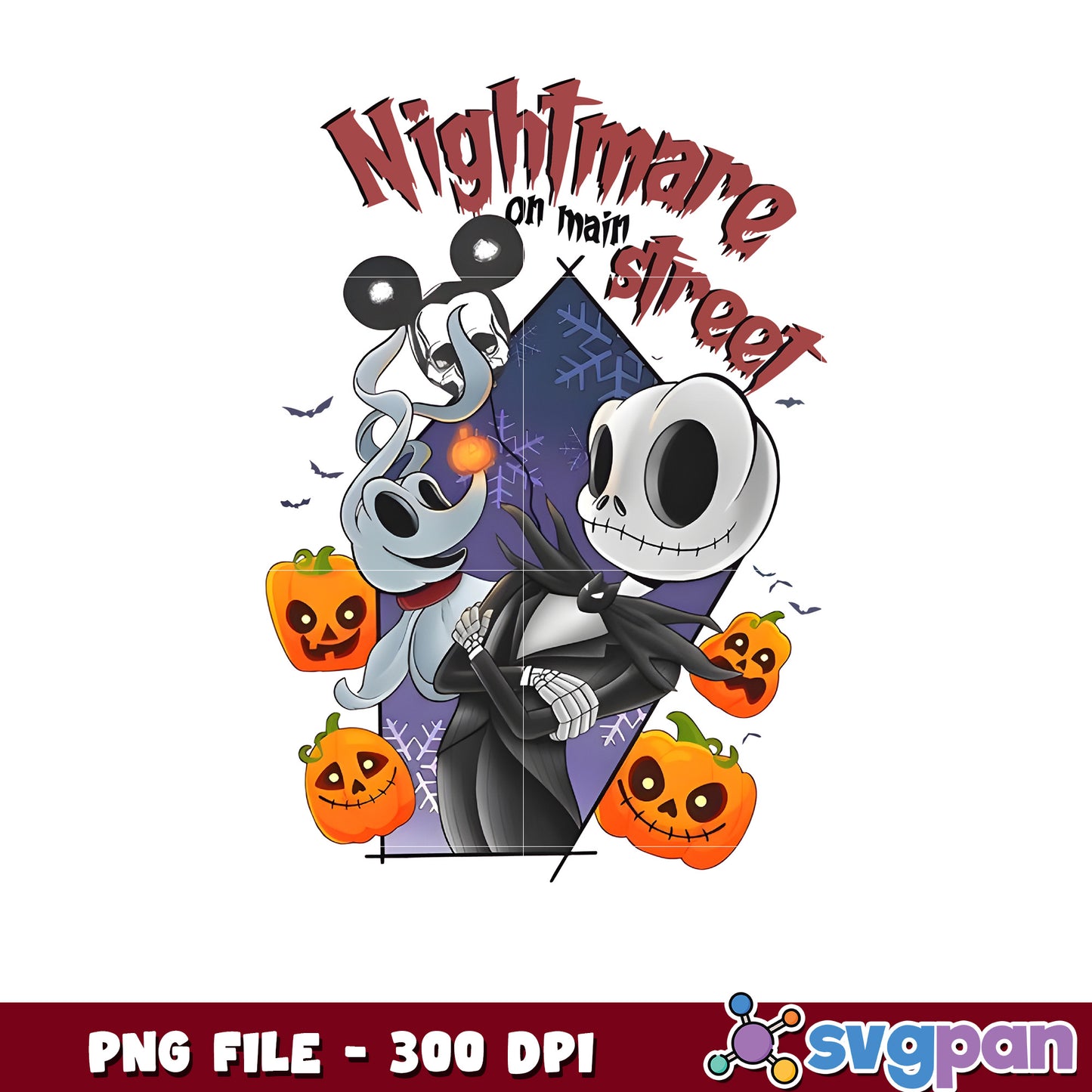 Nightmare on main street design png, halloween season png, scary monster png