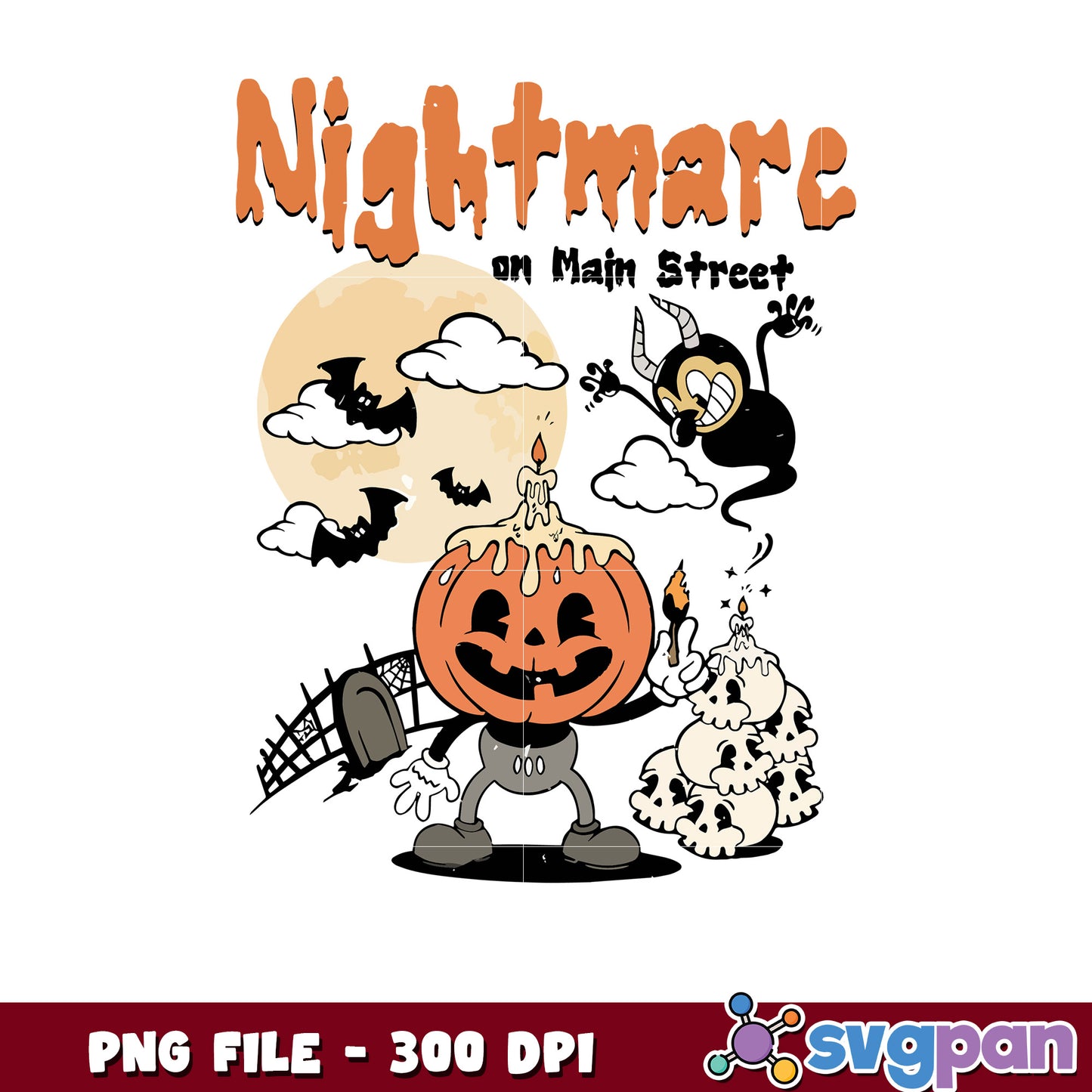 Nightmare on main street halloween png, halloween season png, scary monster png