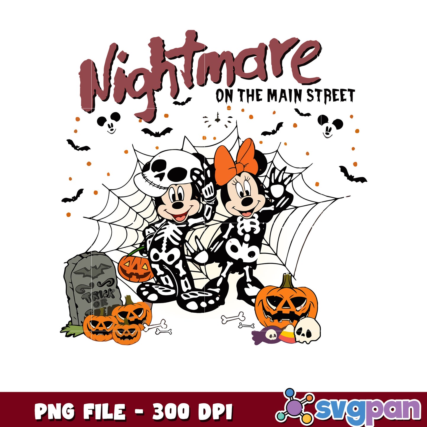 Nightmare on main street mickey mouse design png, spooky season png, halloween monster png