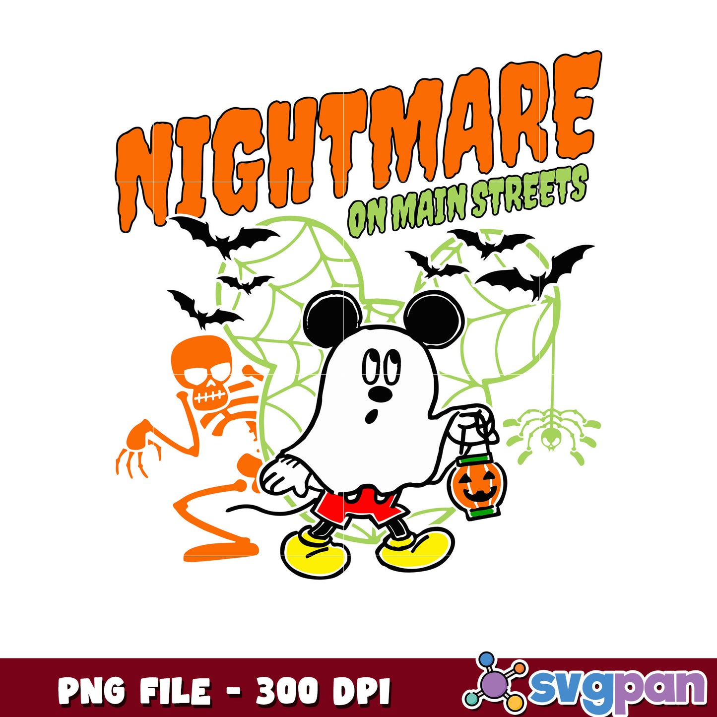 Nightmare on main street mickey mouse png, spooky season png, halloween monster png