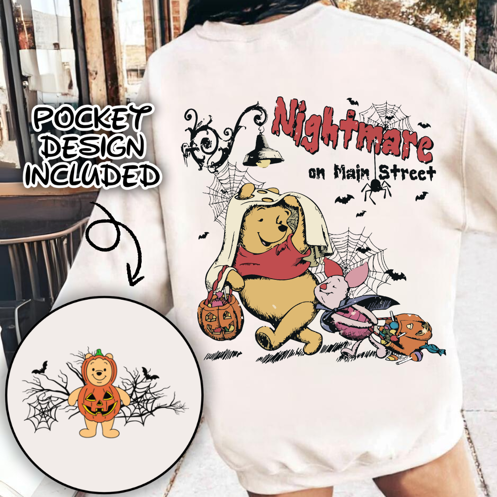 Nightmare on main street winnie the pooh png, happy halloween png, halloween goose png