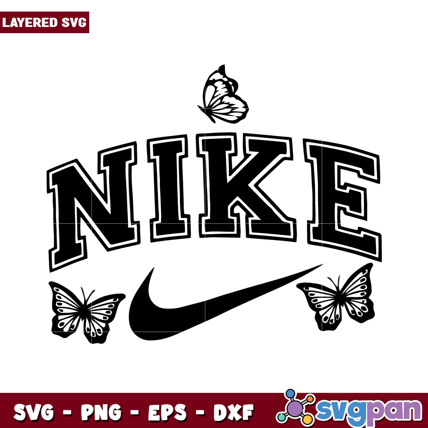 Nike Logo with Butterflies SVG Design, Perfect for Craft Projects
