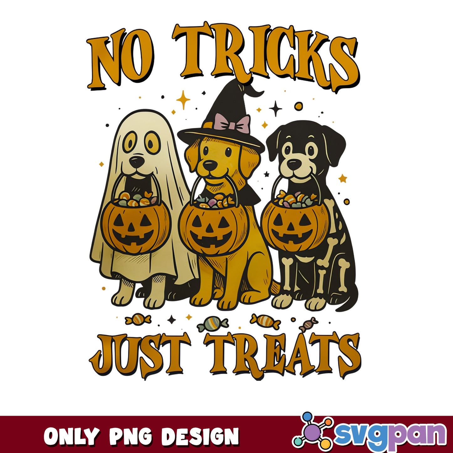 No Tricks Just Treats Halloween Dog PNG, Cute Dog PNG, Halloween PNG