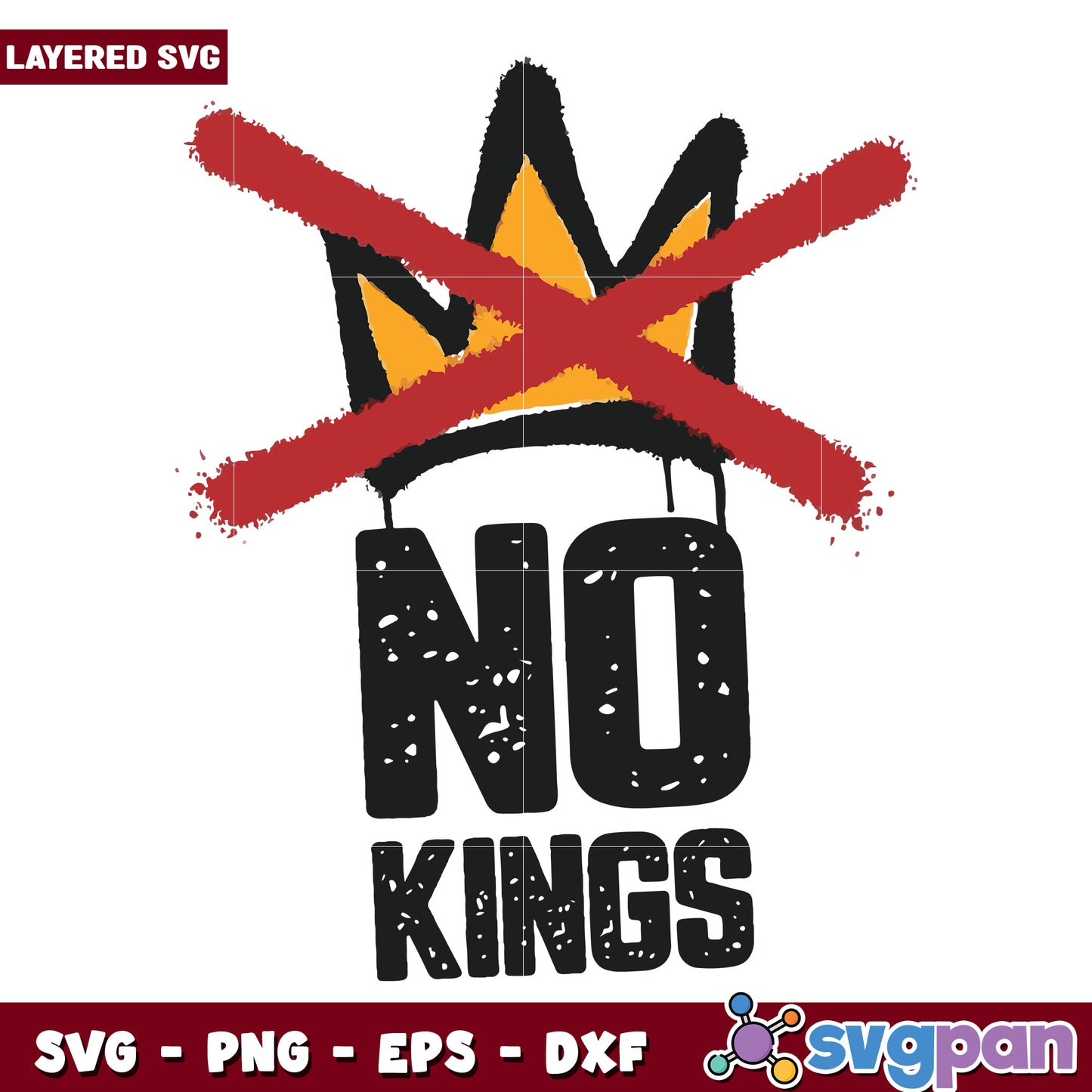 No kings design svg, anti authority quote svg, rebellious slogan svg