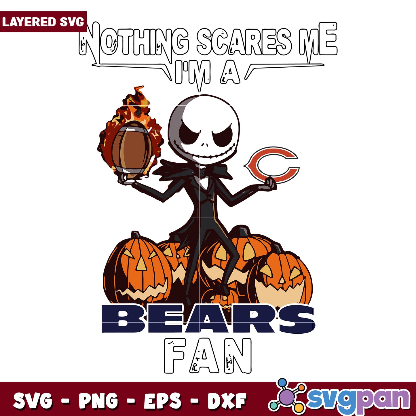 Nothing scares me I'm a Bears fan svg, nfl teams svg, halloween nfl svg