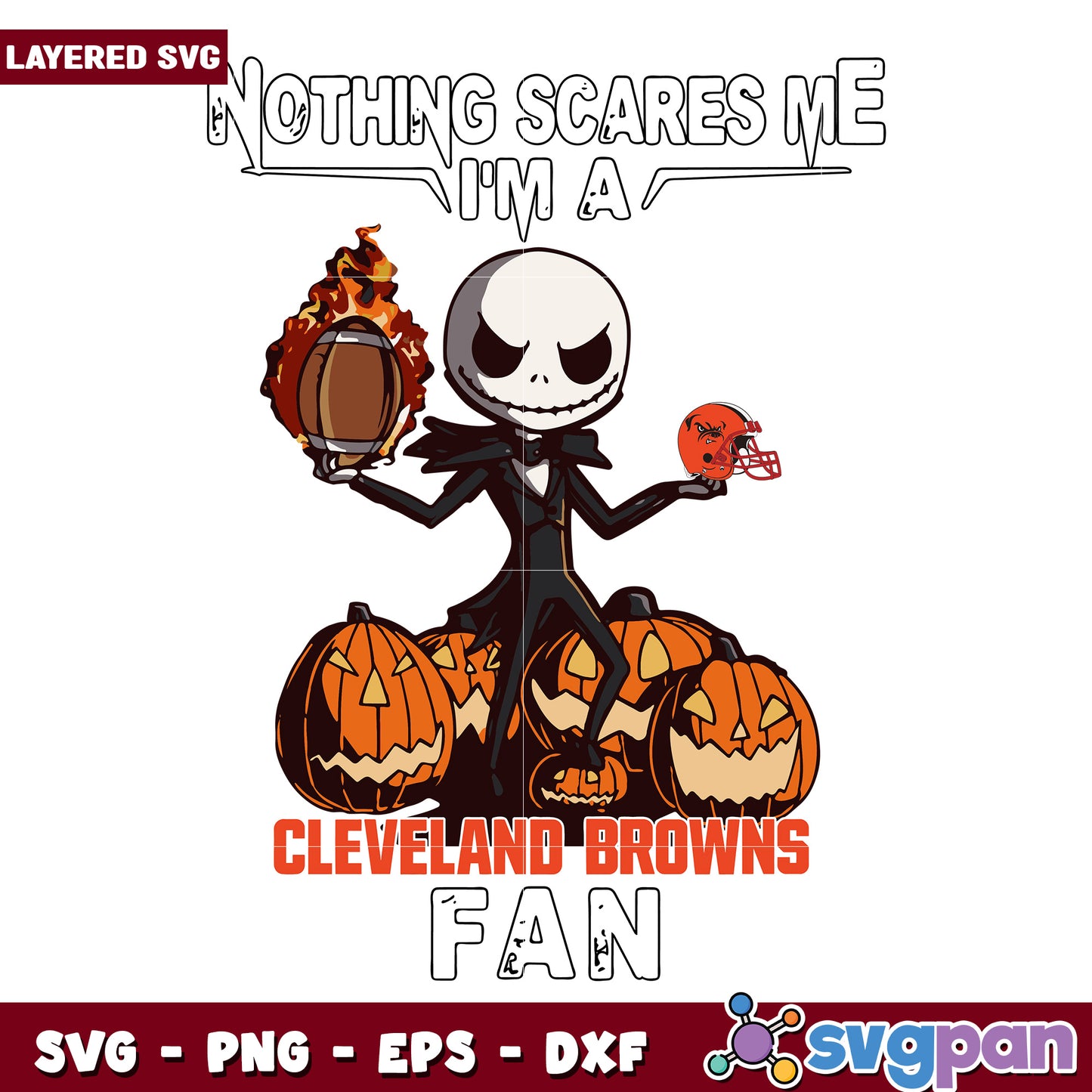 Nothing scares me I'm a Cleveland Browns fan svg, nfl teams svg, halloween design svg