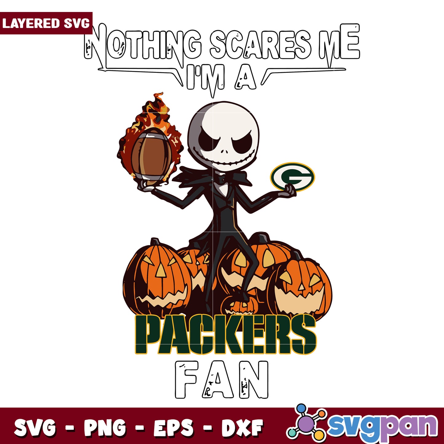 Nothing scares me I'm a Packers fan svg, nfl teams svg, halloween design svg