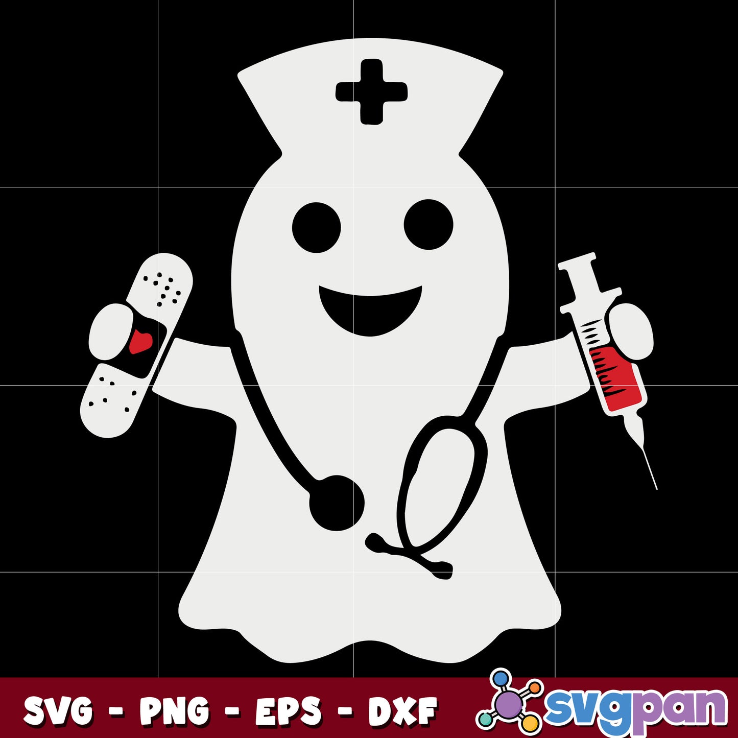 Nurse Ghost Halloween Costume Stethoscope svg