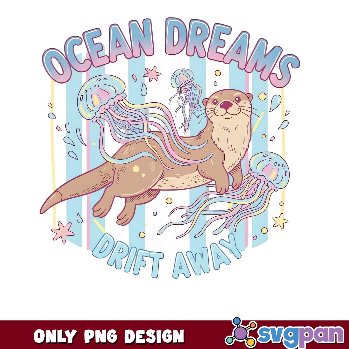 Ocean Dreams Drift Away Otter PNG, Cute Otter PNG, Sea Life PNG