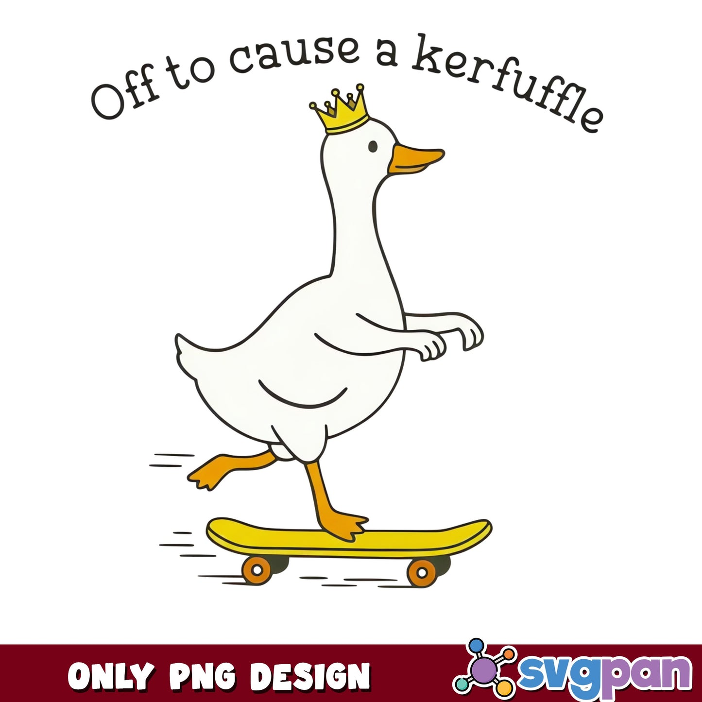 Off To Cause A Kerfuffle Goose PNG, Funny Duck PNG, Skateboard PNG