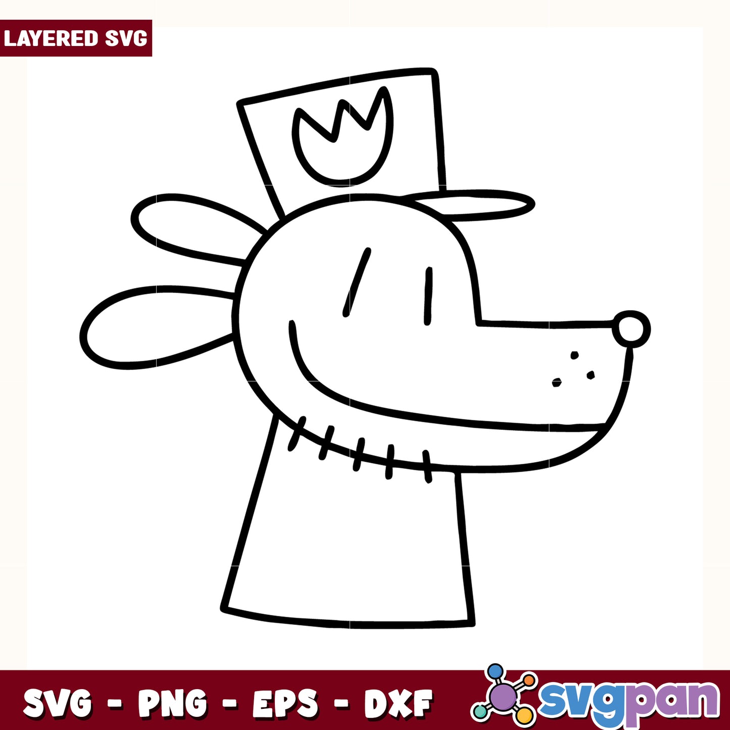 Officer knight black and white design svg, dog man movie svg, dog man characters svg