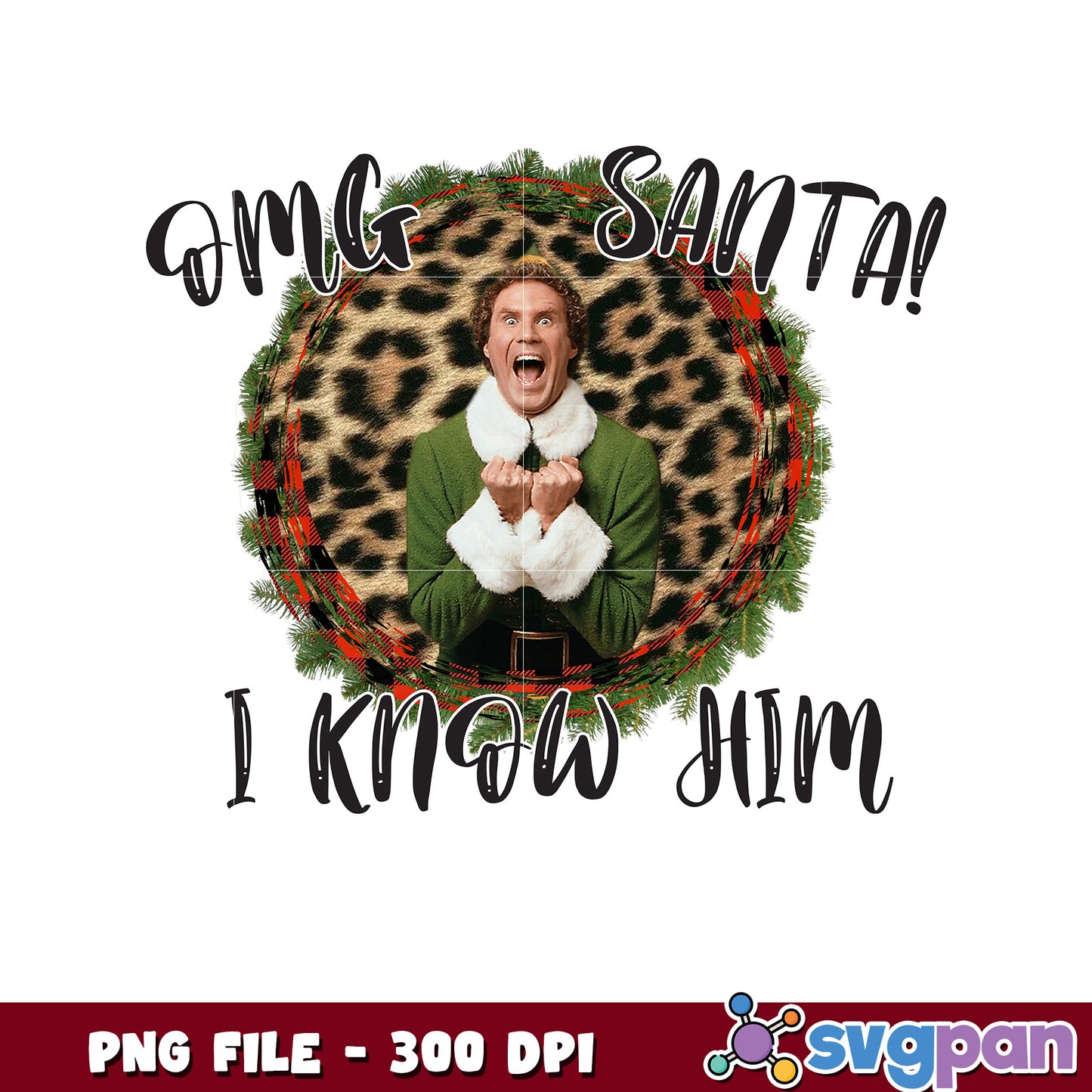 Omg santa i know him png, buddy the elf png, elf christmas png