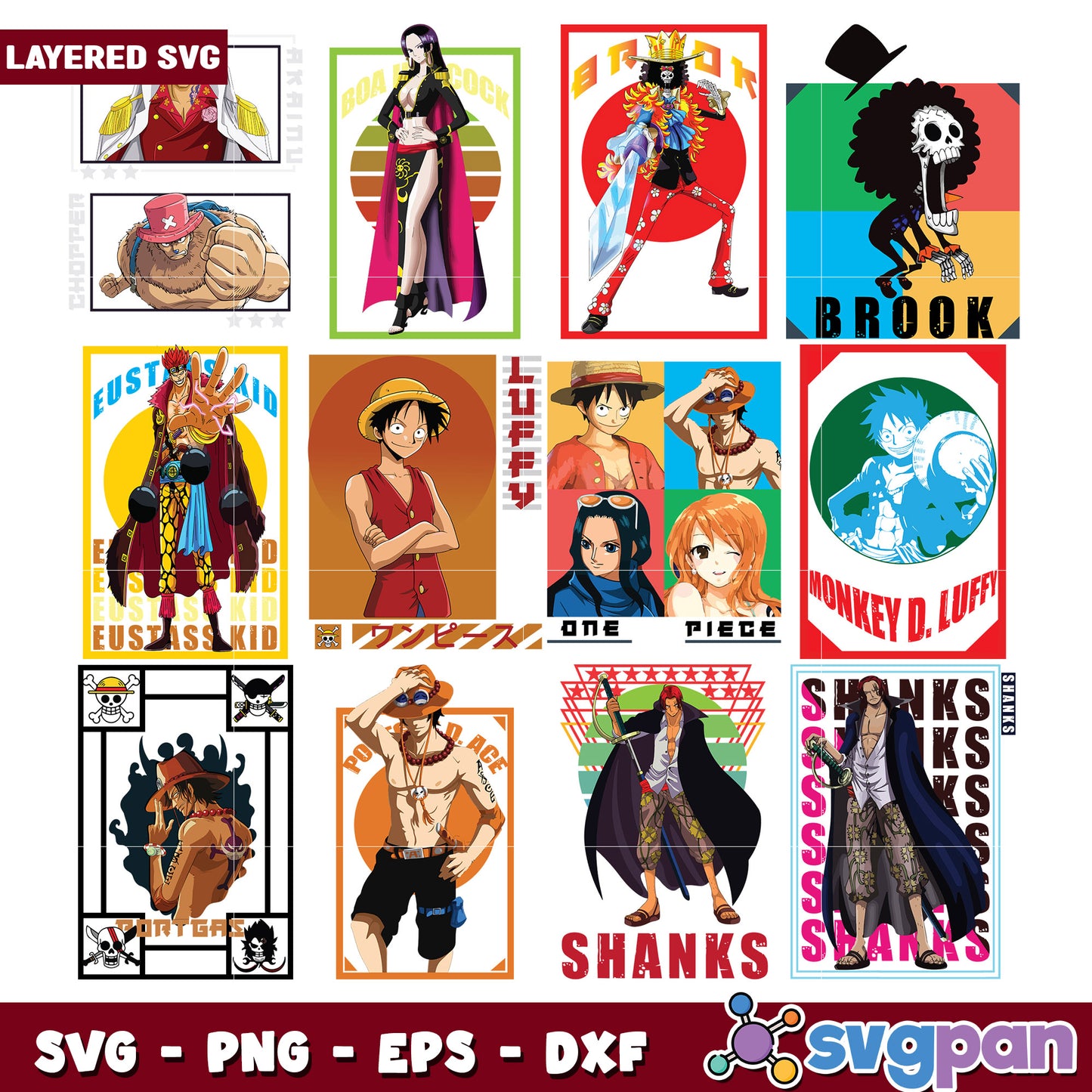 One Piece Character Bundle SVG Files for Crafts