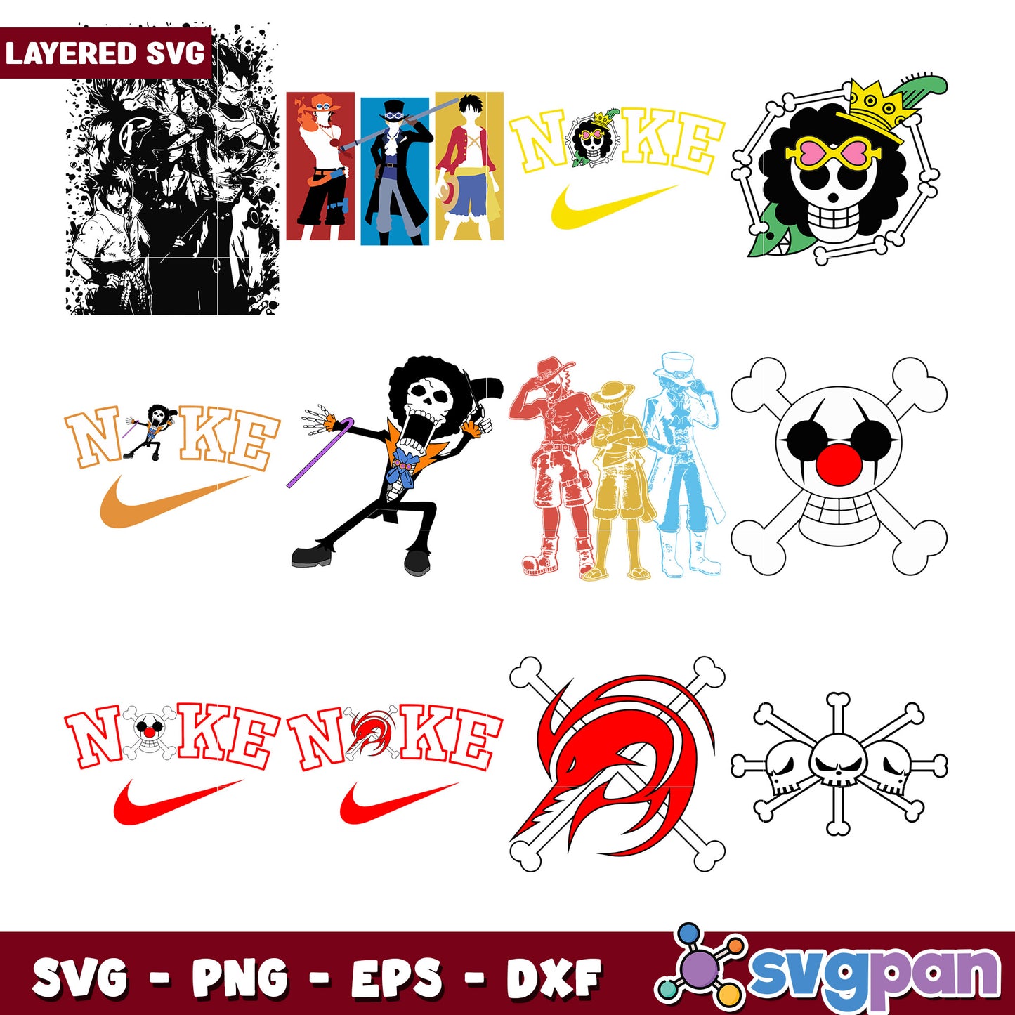 One Piece Nike SVG Bundle