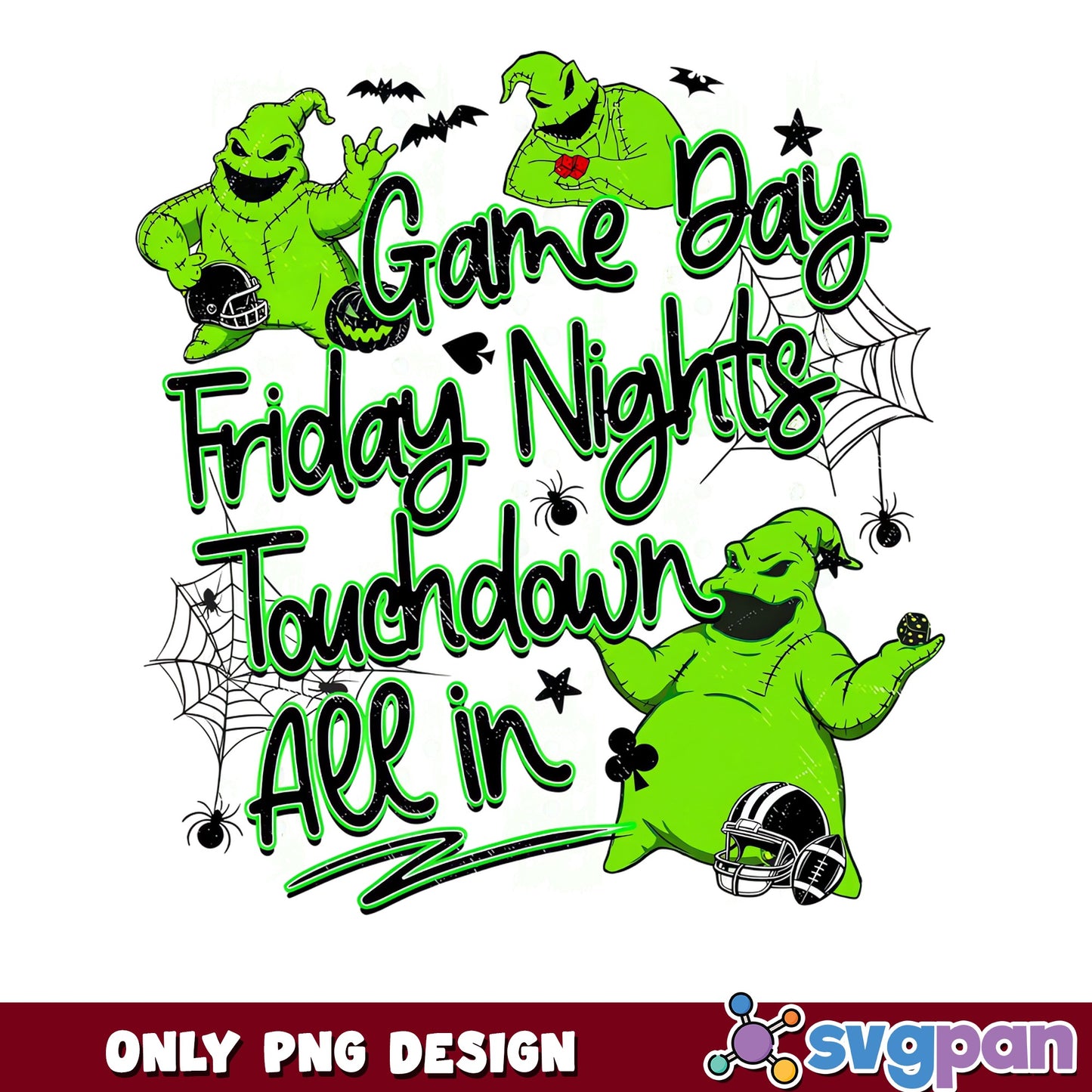 Oogie Boogie Friday Night Touchdown PNG, Game Day PNG, Halloween PNG