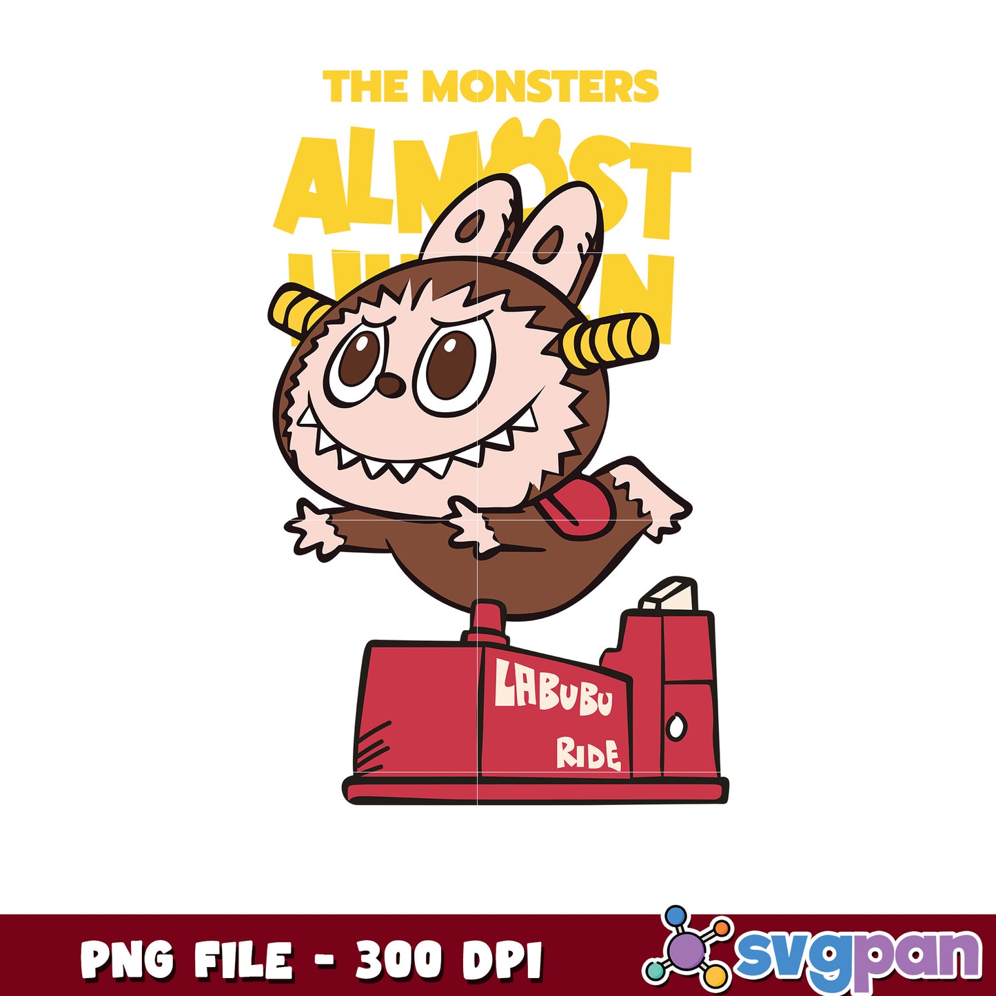 Option 1 (Focus on character) Labubu Monster Ride PNG 300 DPI Download