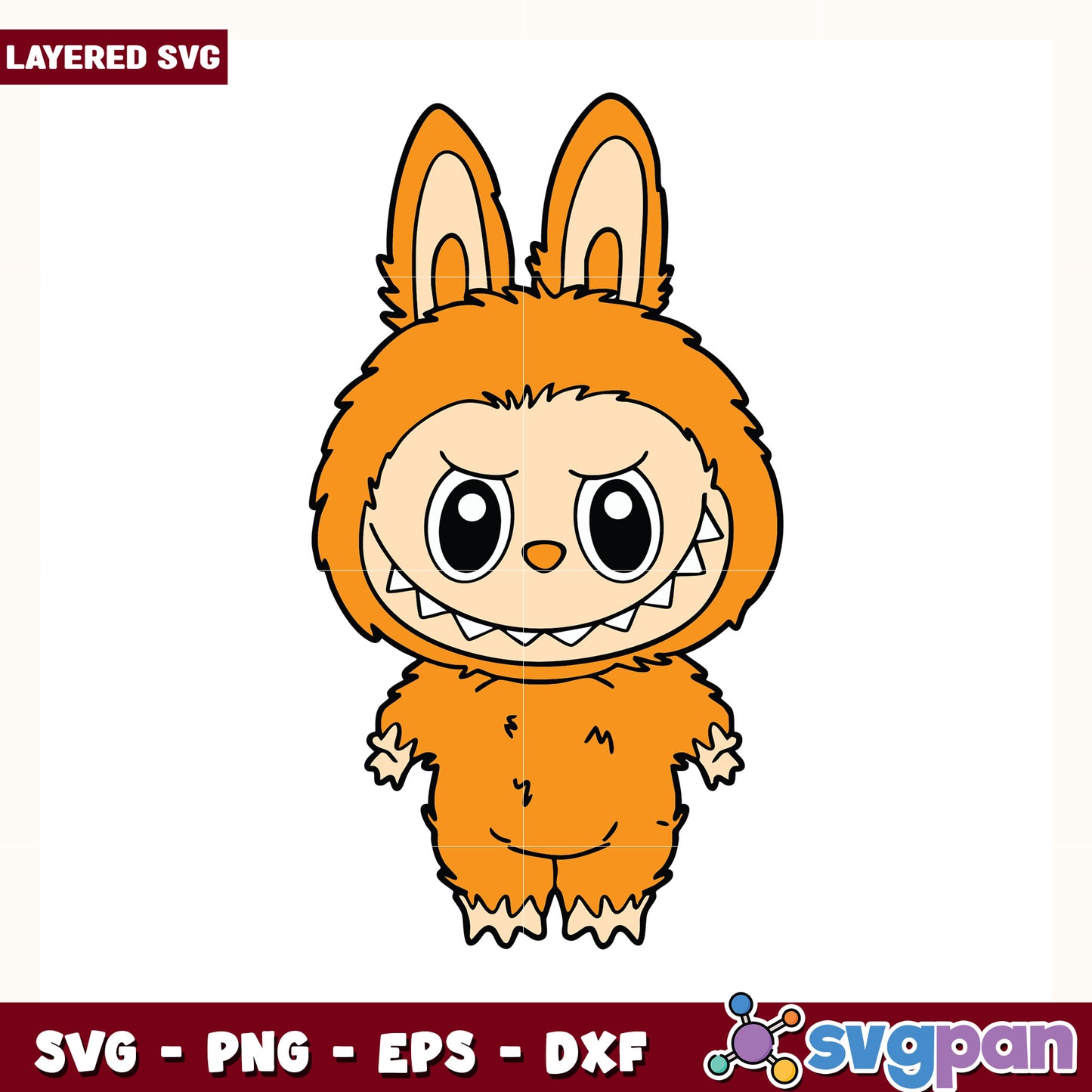 Orange labubu design svg, cute labubu toys svg, labubu cartoon svg