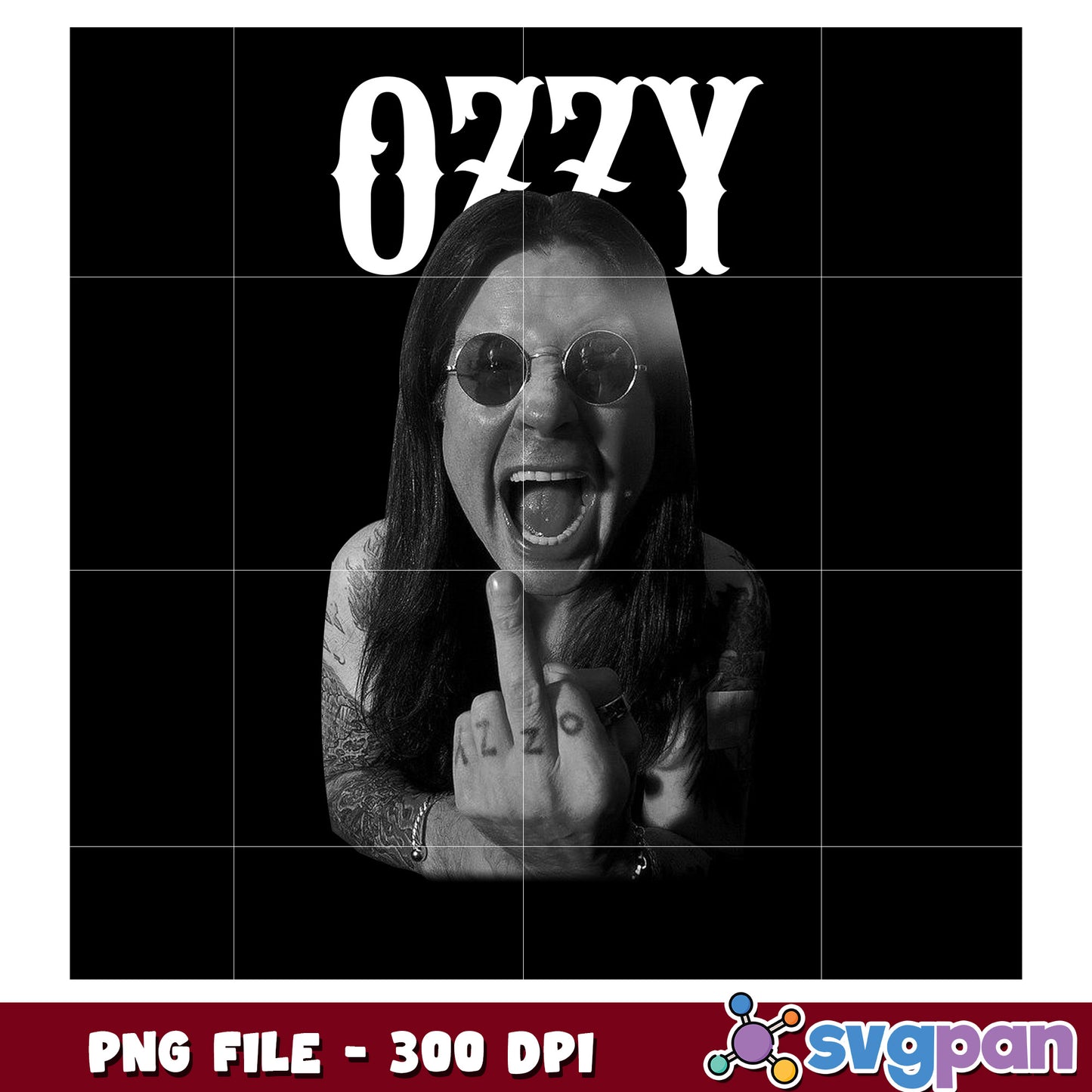 Ozzy rock white design png, heavy metal png, rock legend png