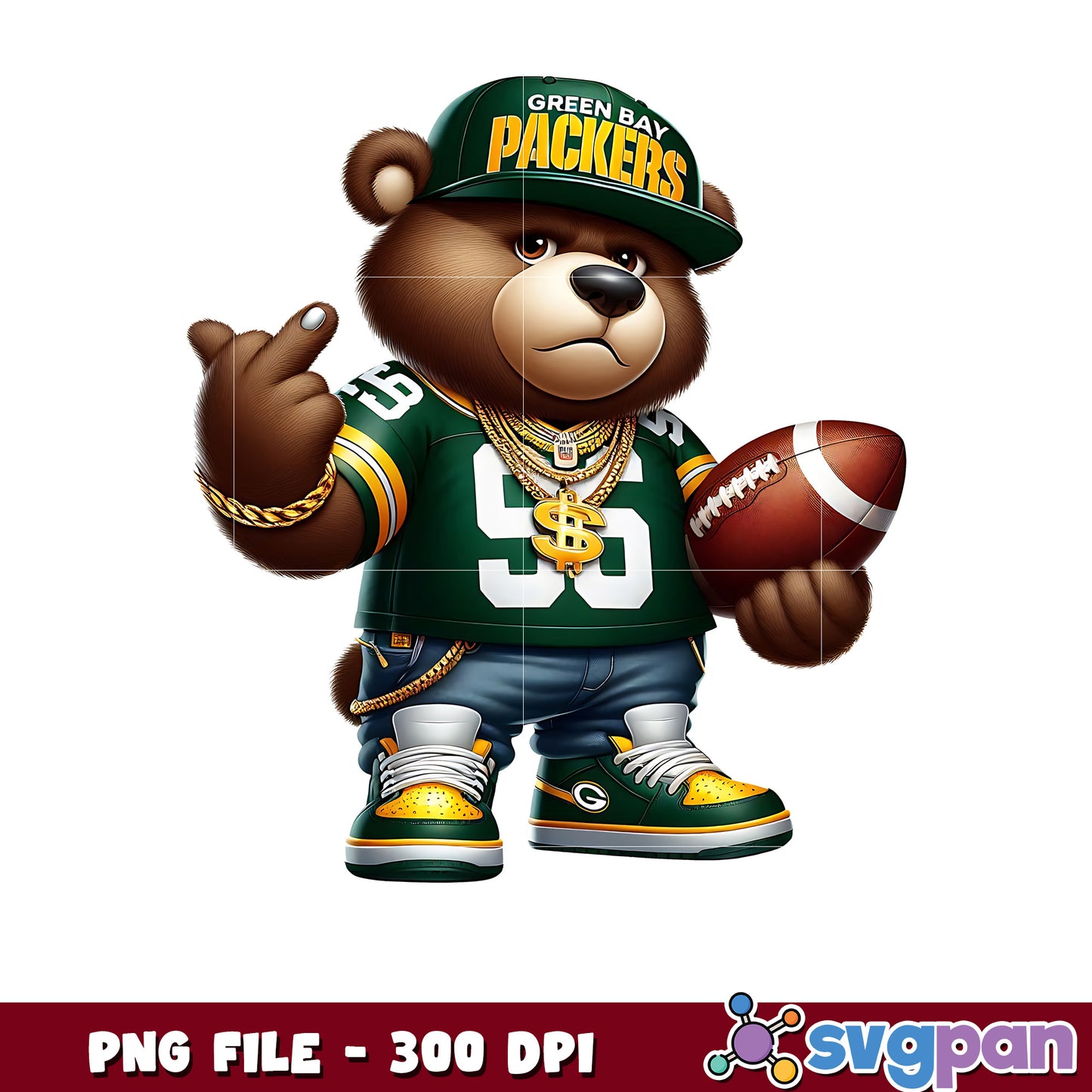 Packers thug life bear png, nfl jerseys png, american rugby png