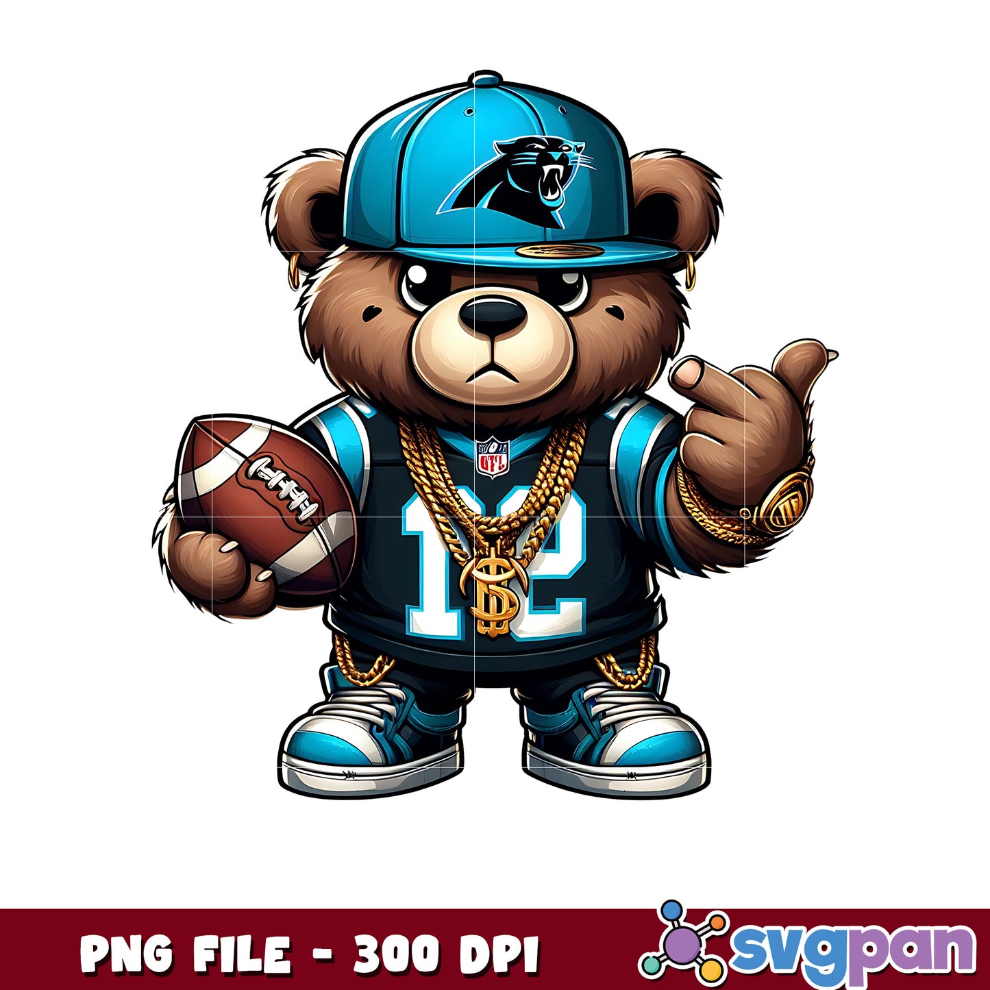 Panthers thug life bear png, nfl jerseys png, american rugby png