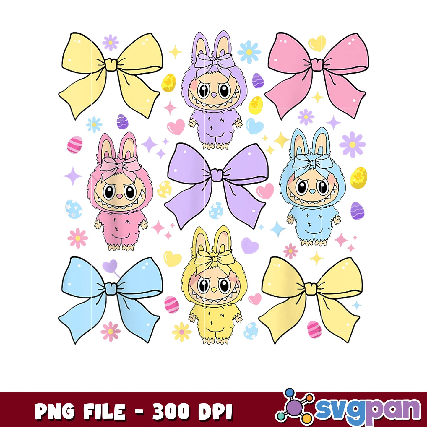 Pastel Easter Bunny PNG Clipart 300 DPI