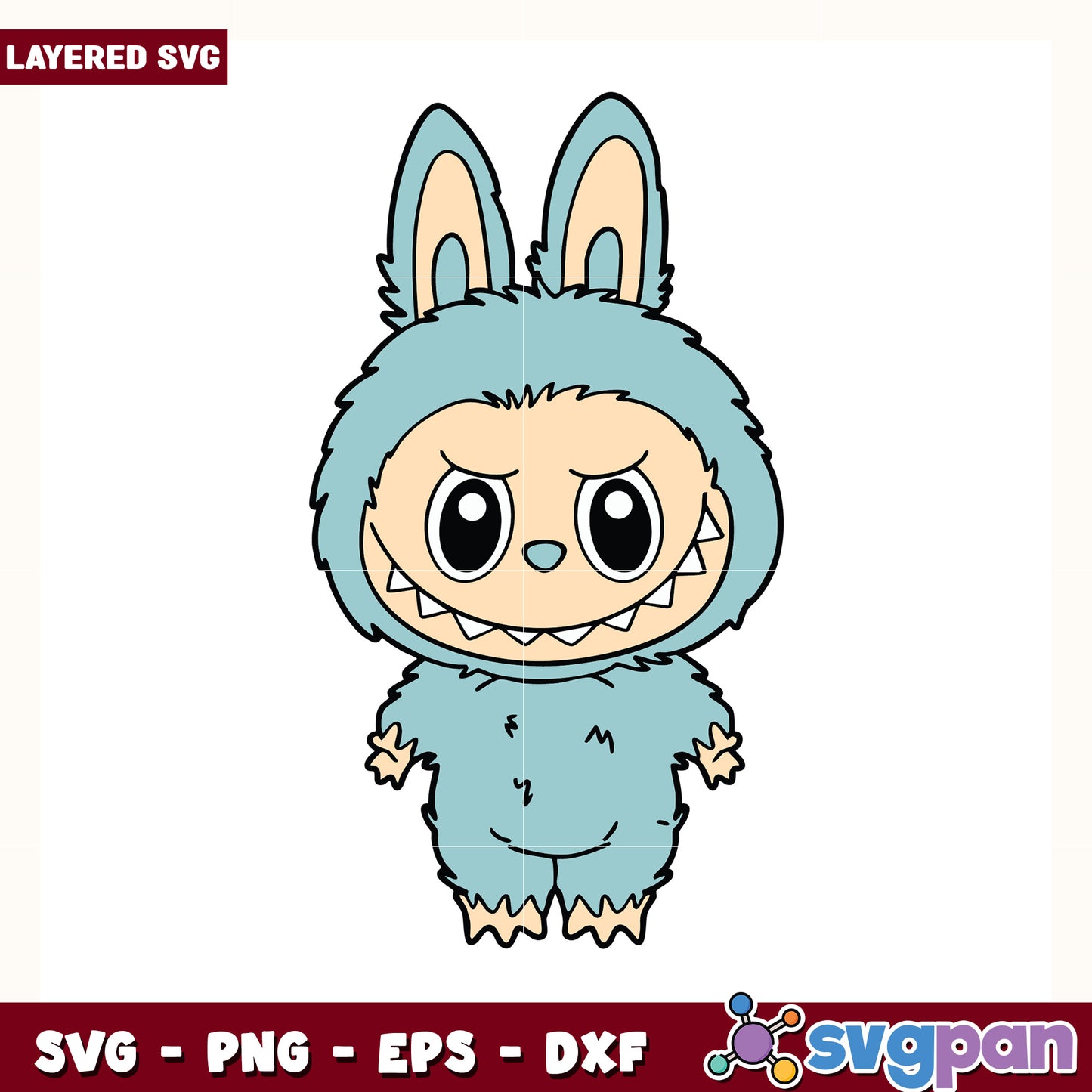 Pastel blue labubu design svg, cute labubu svg, popmart labubu svg