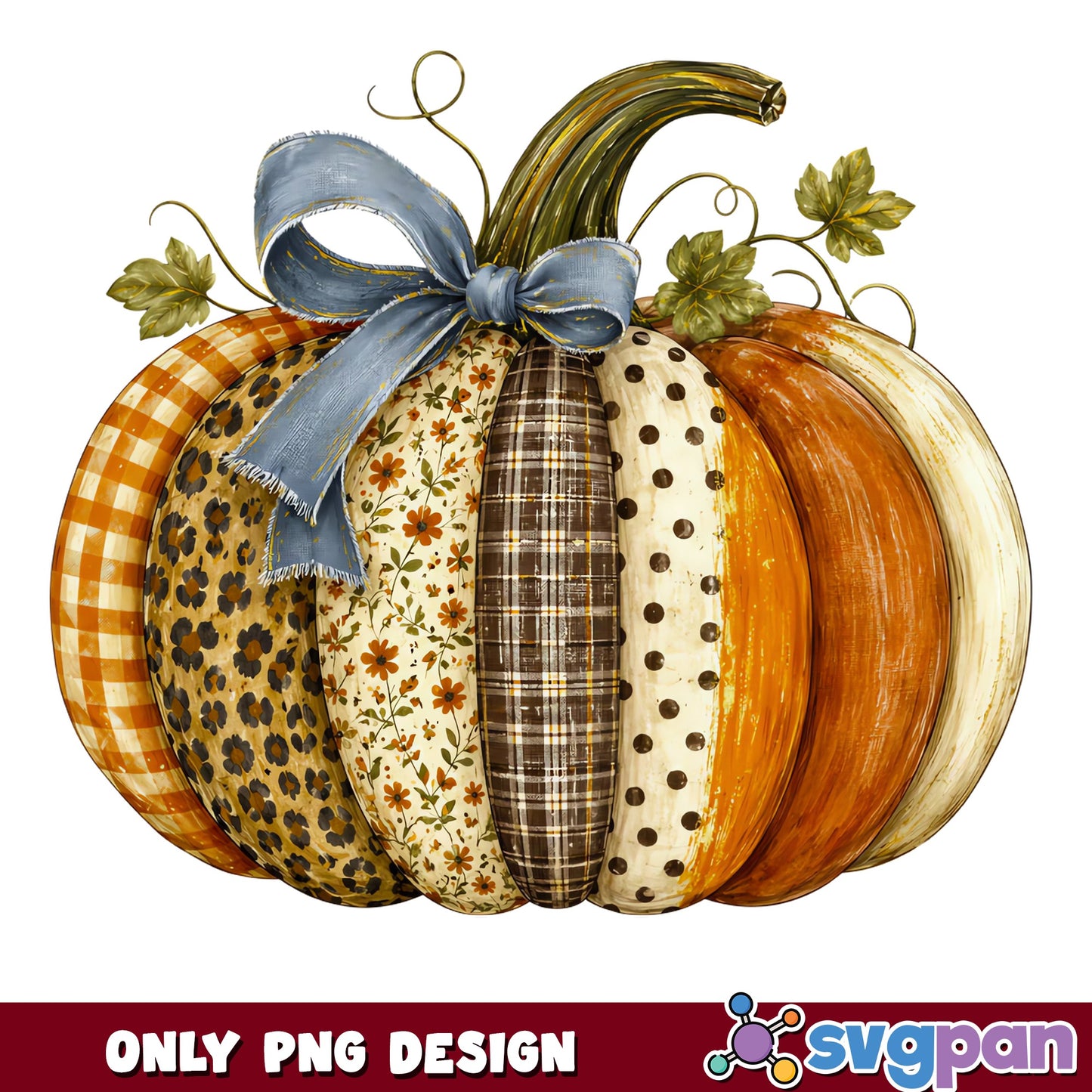 Patchwork Pumpkin PNG, Fall Autumn Thanksgiving PNG, Halloween PNG