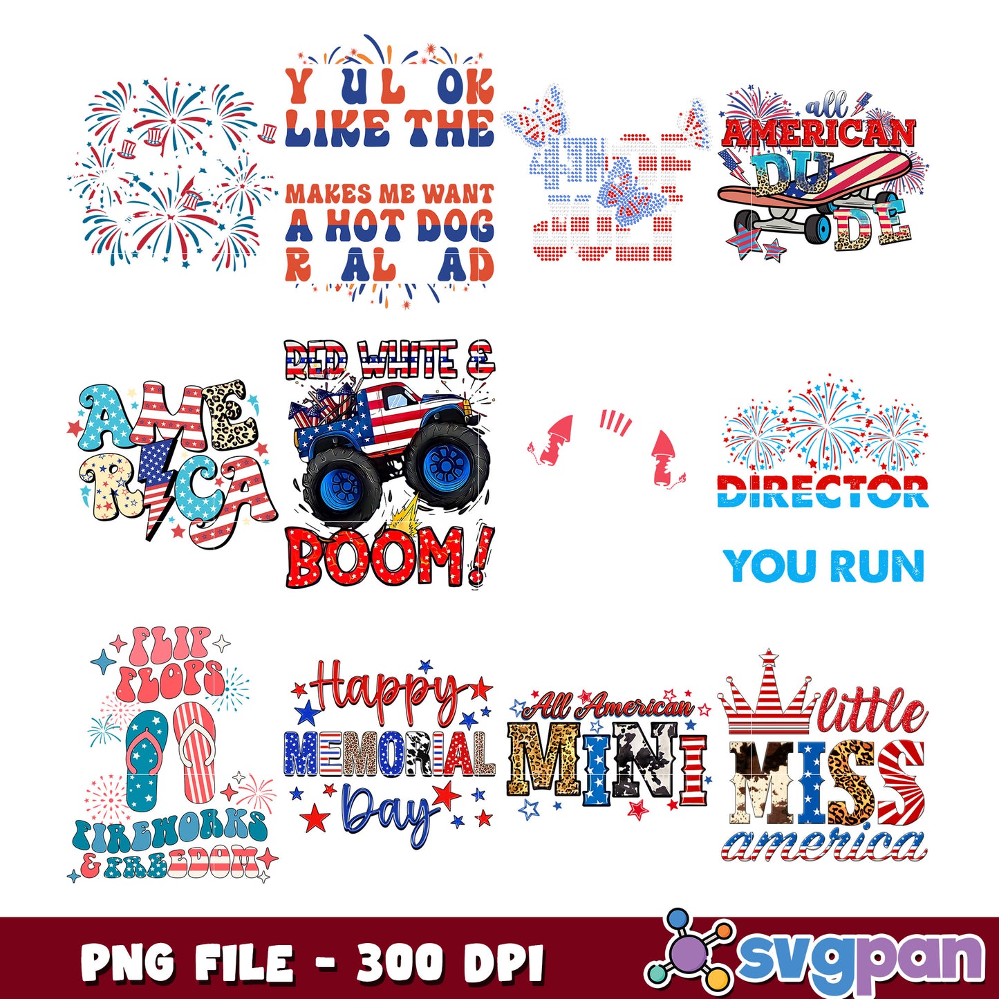 Patriotic 4th of July SVG Bundle PNG Files
