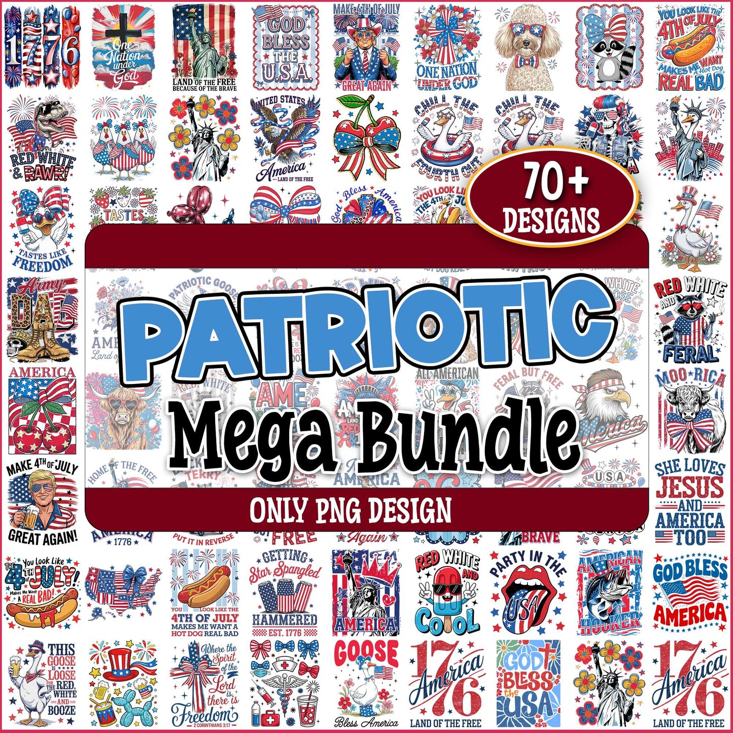 Patriotic 4th july us png bundle