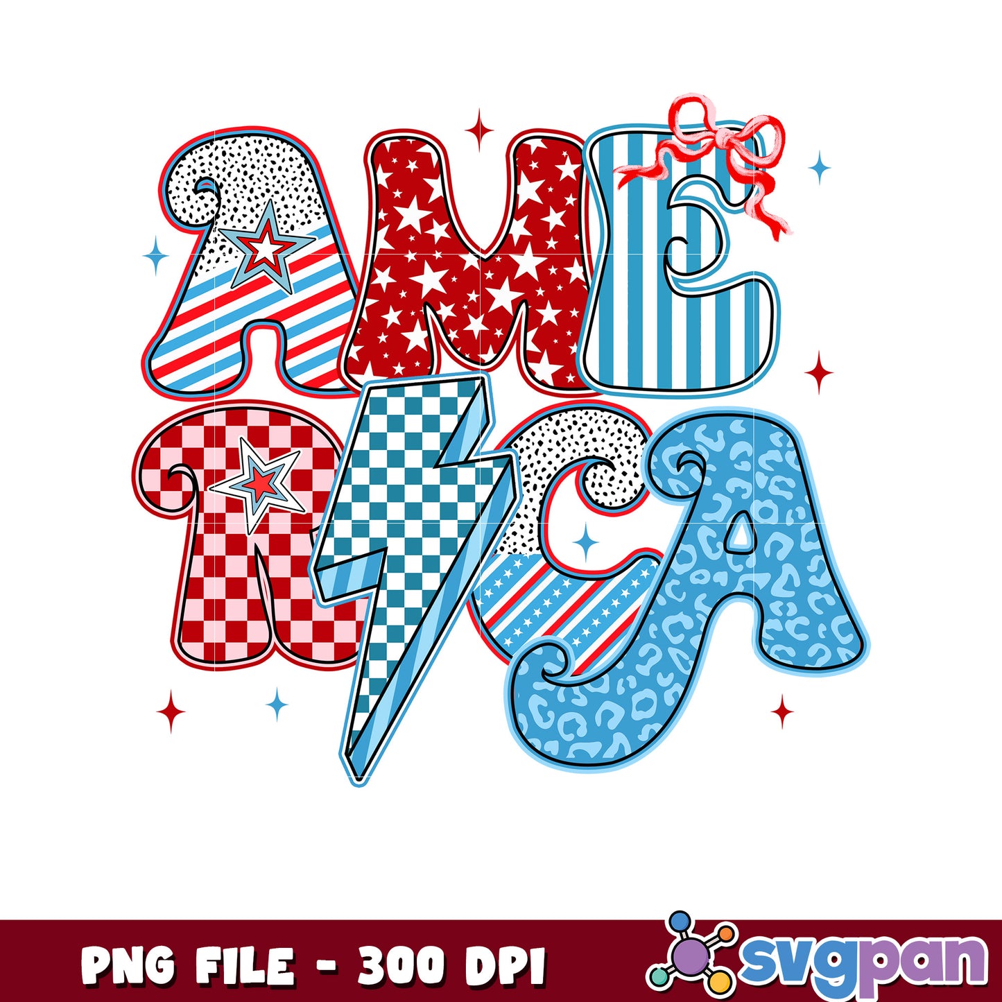 Patriotic America PNG Design 300 DPI