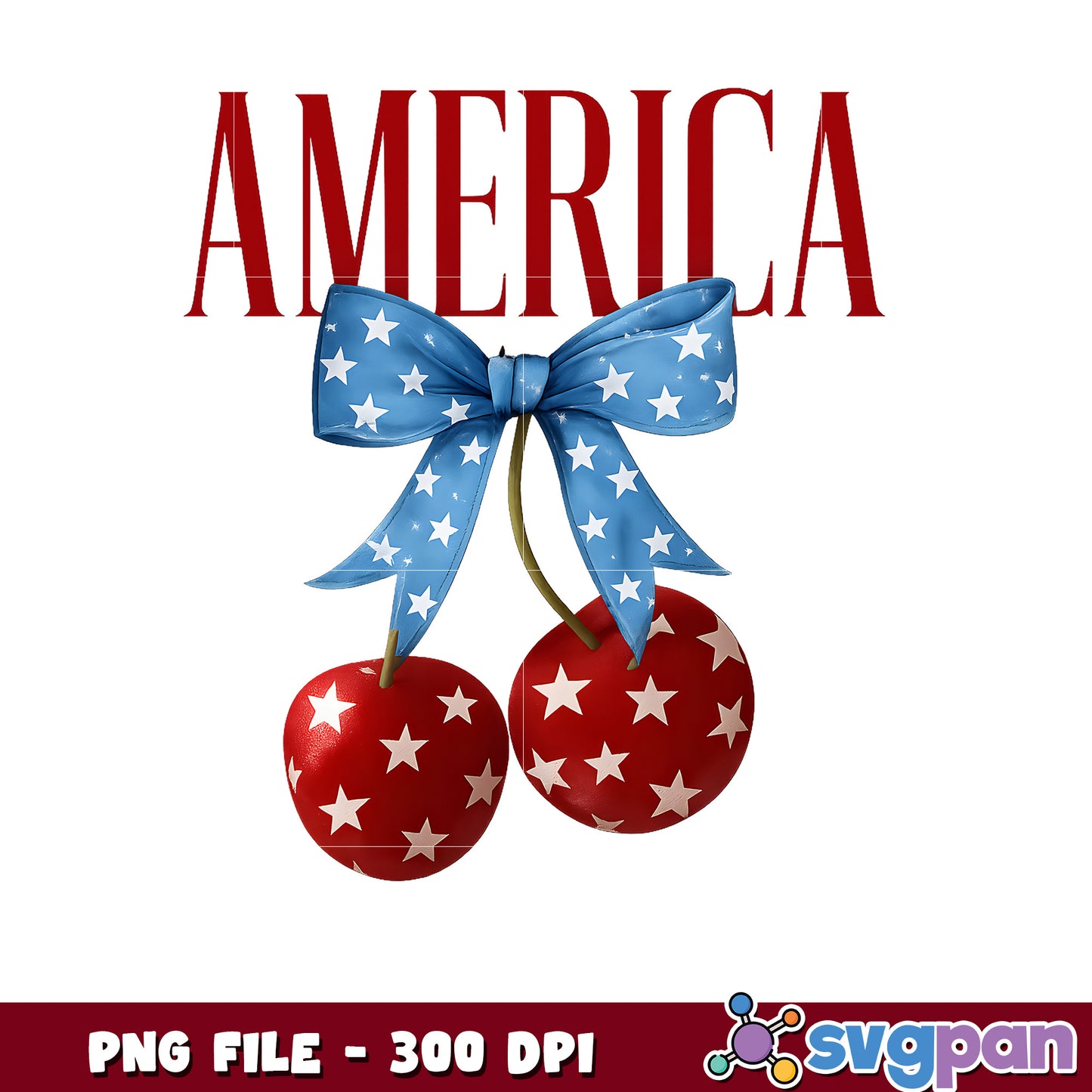 Patriotic Cherries PNG 300 DPI Download