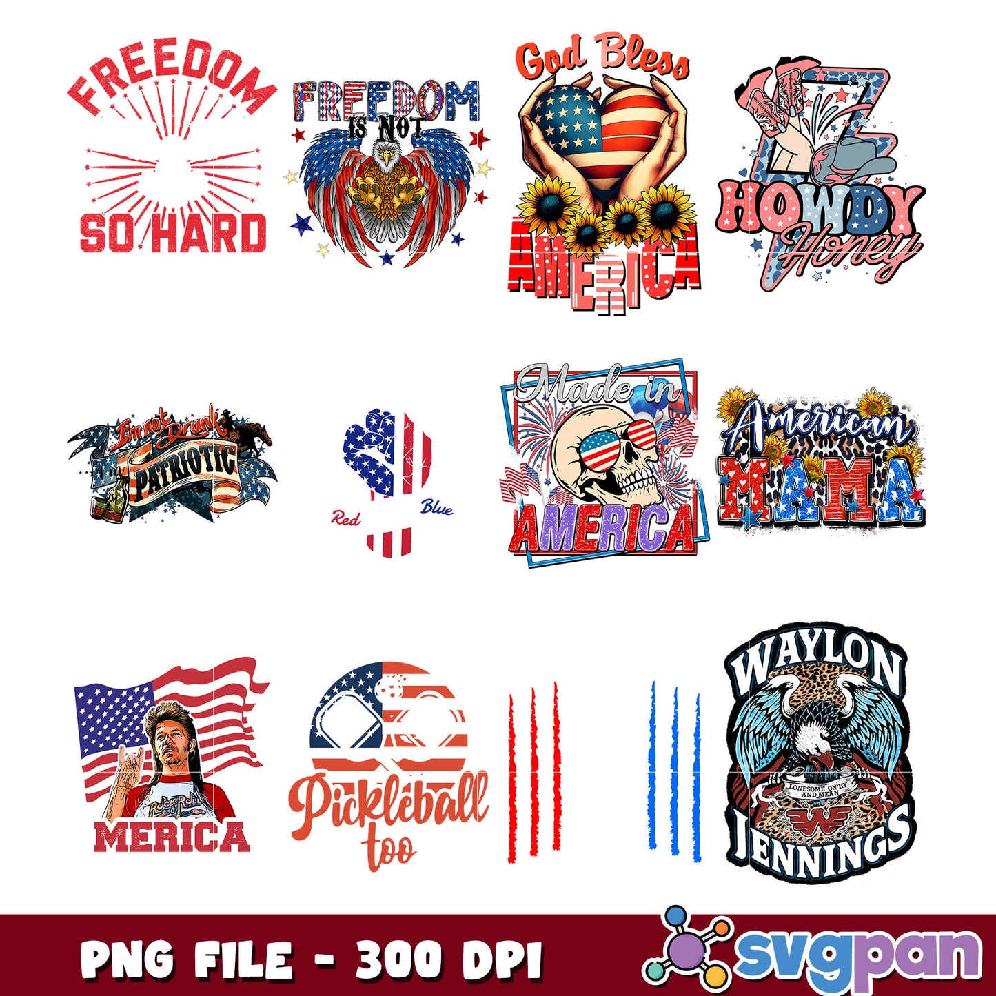 Patriotic Designs Bundle PNG 300 DPI