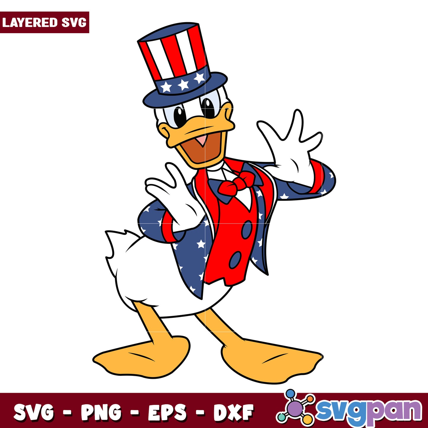 Patriotic Donald Duck SVG