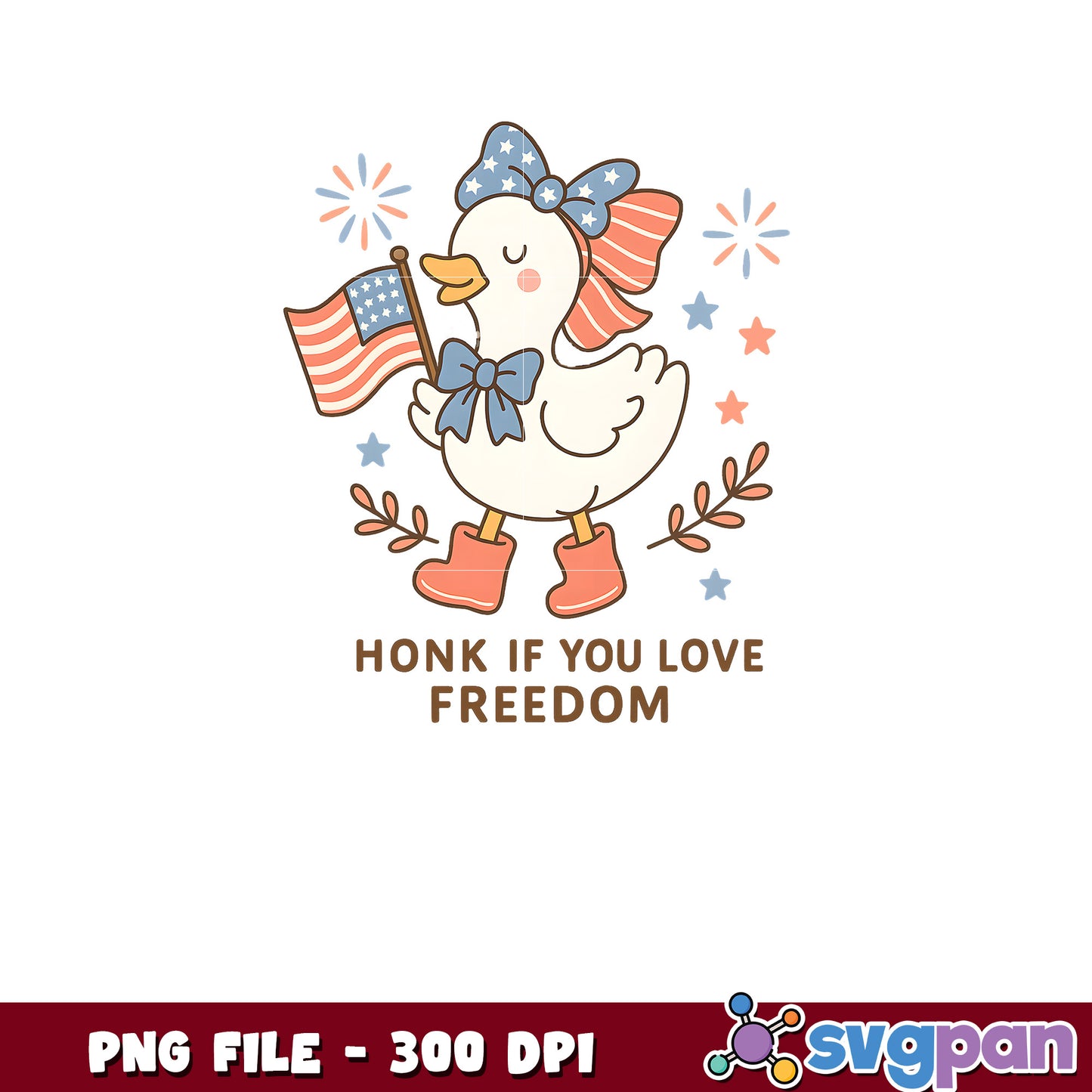 Patriotic Duck PNG 300 DPI Honk If You Love Freedom
