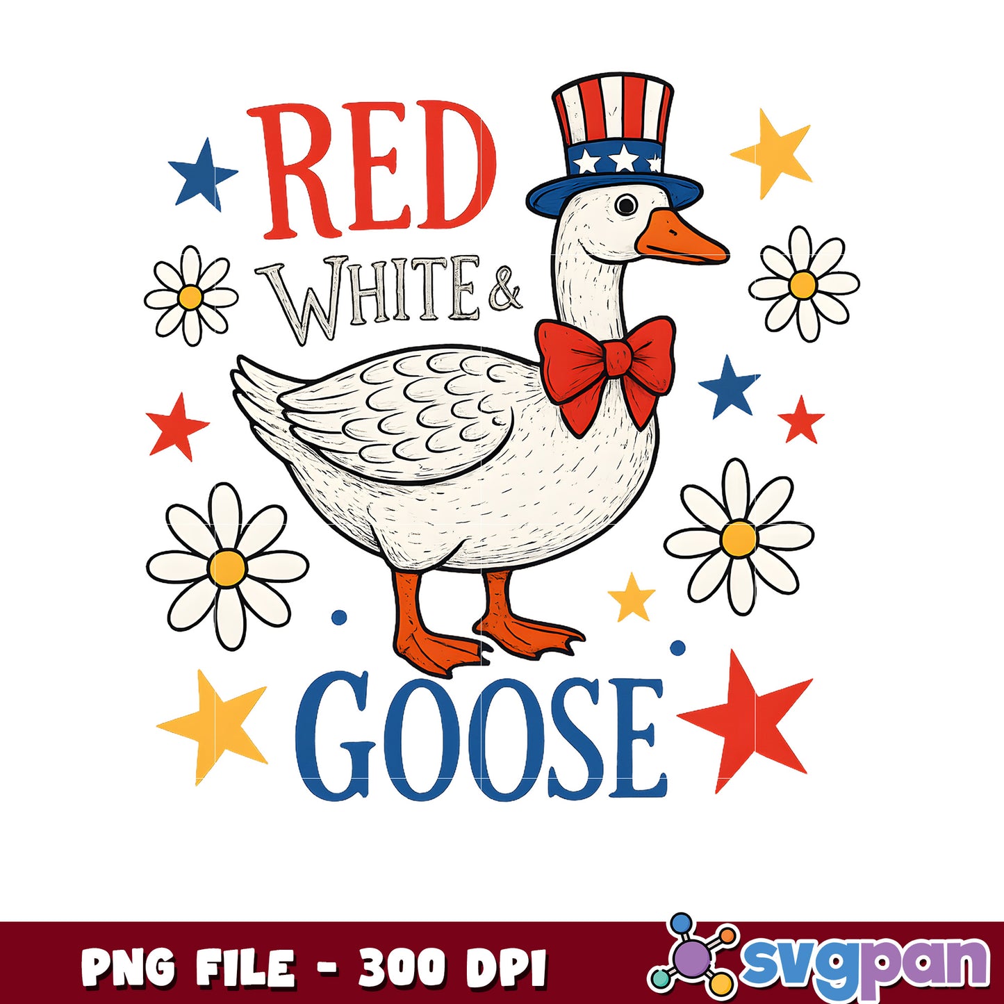 Patriotic Goose PNG 300 DPI Red White Goose