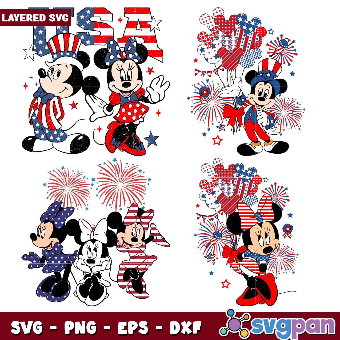 Patriotic Mickey Minnie SVG Bundle