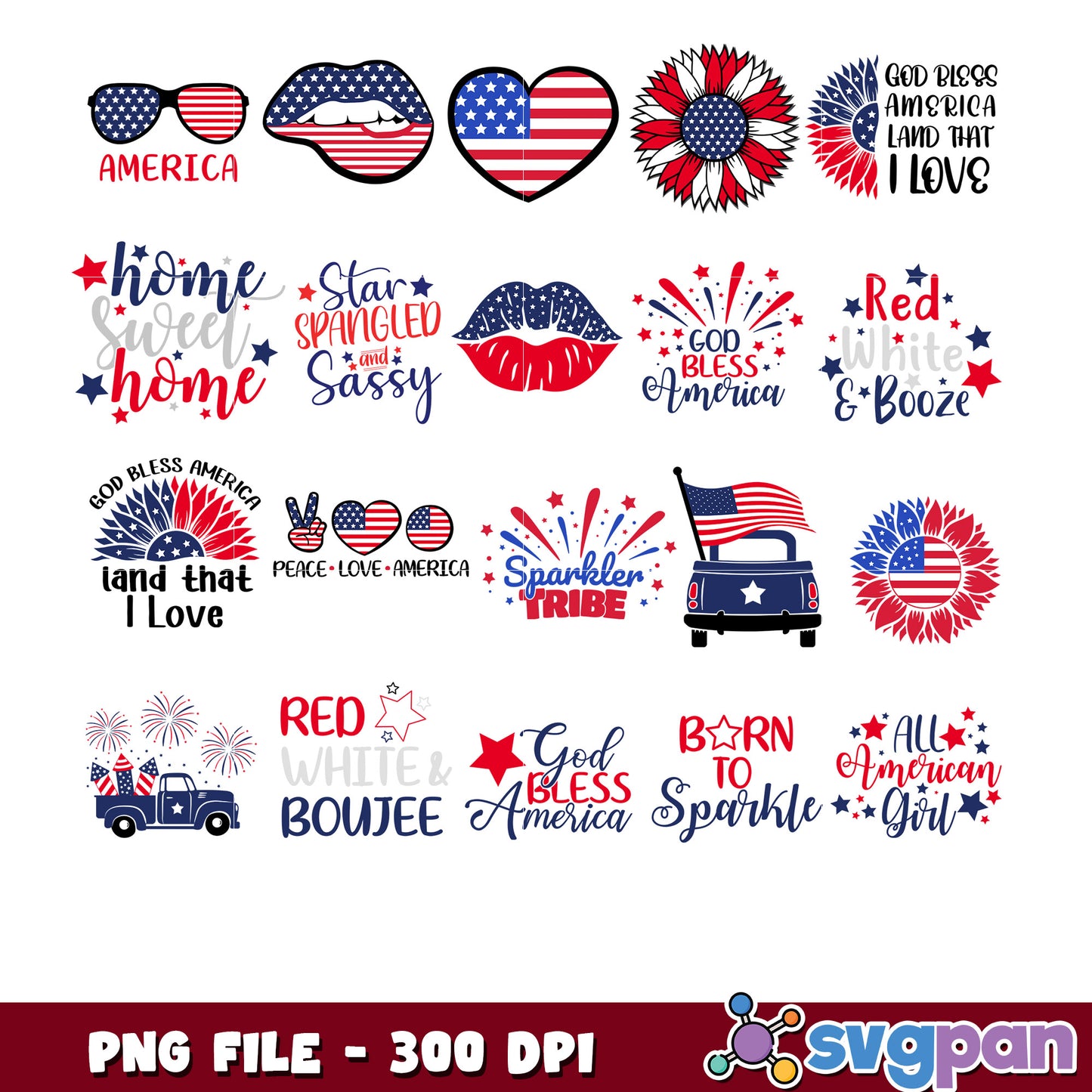 Patriotic SVG Bundle PNG 300 DPI