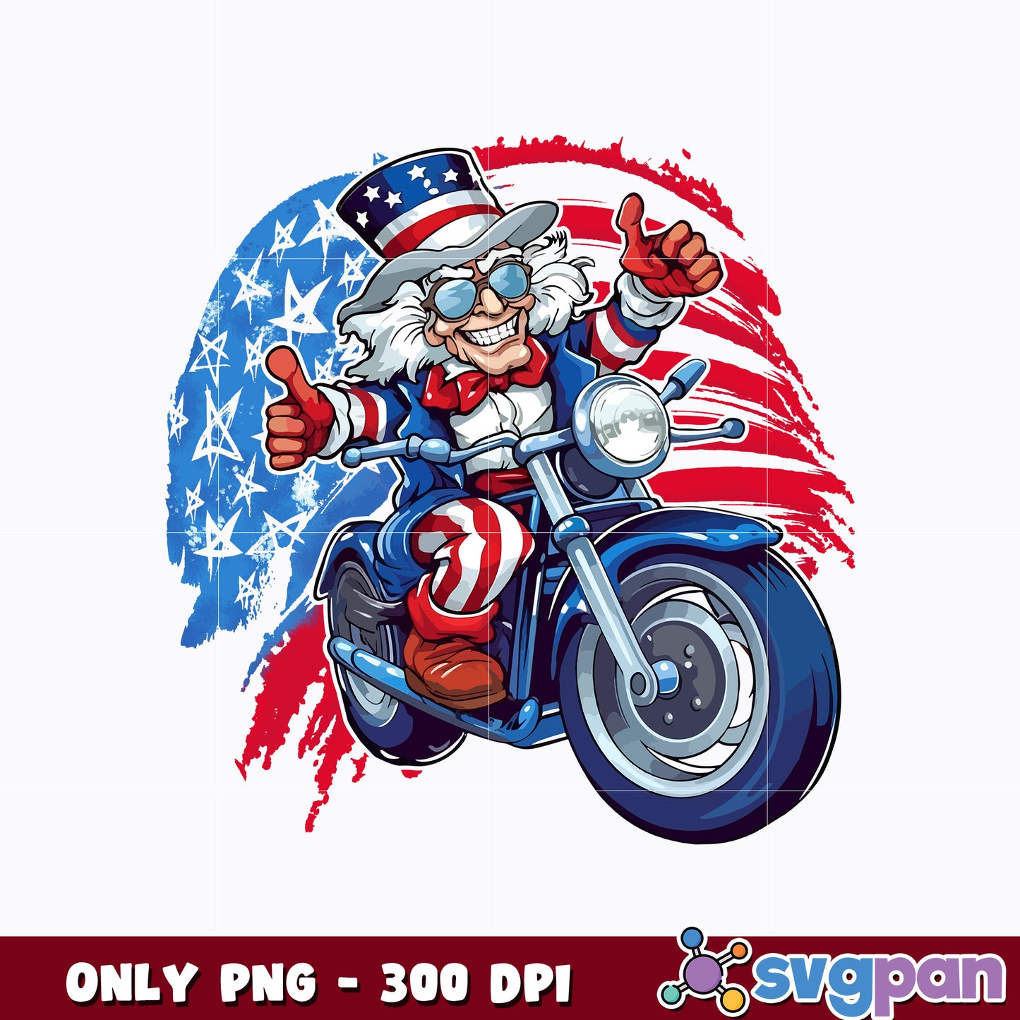 Patriotic Uncle Sam Motorcycle png