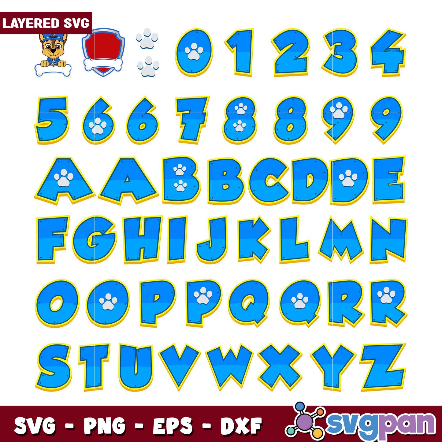 Paw Patrol Alphabet SVG Bundle
