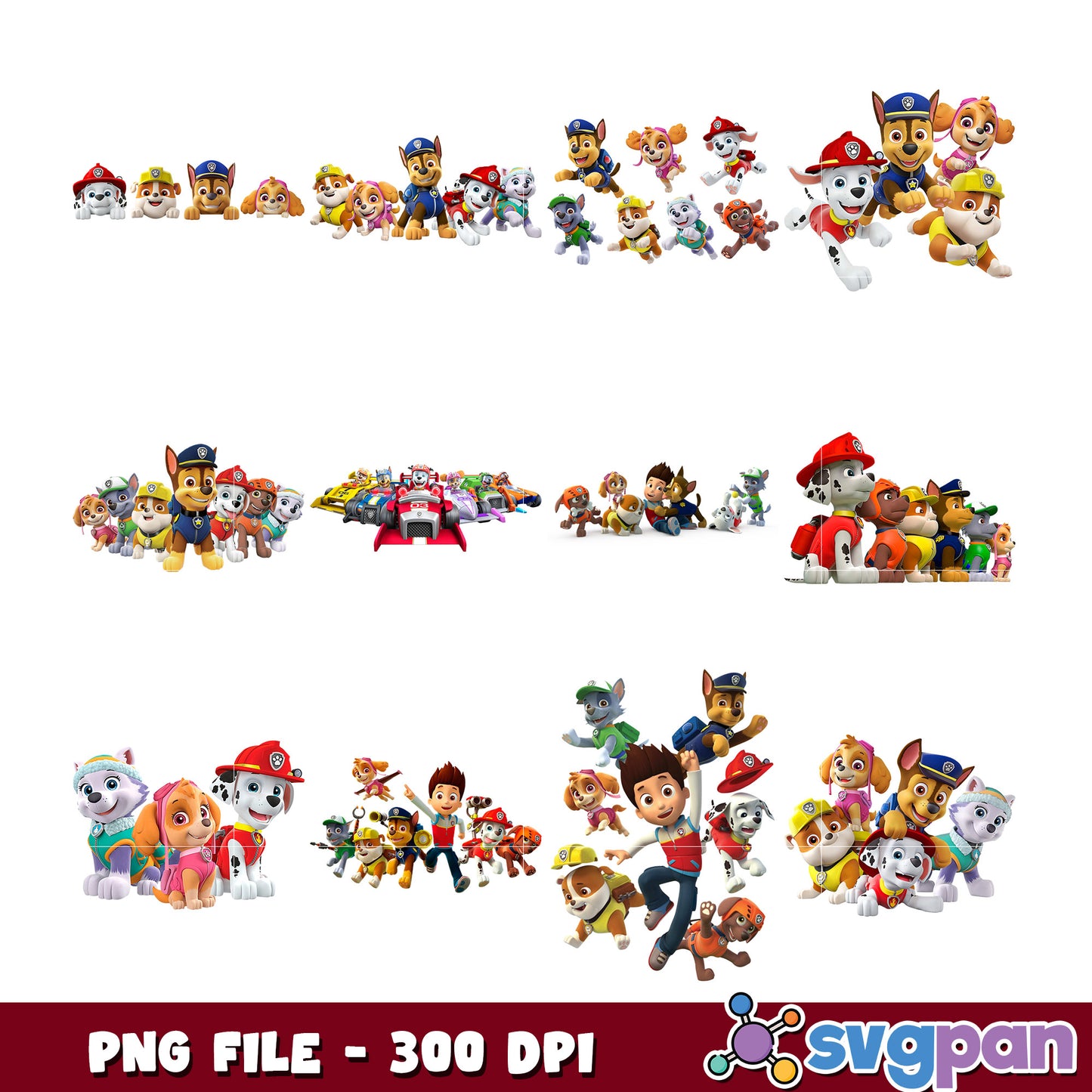 Paw Patrol Character Bundle High Resolution PNG File