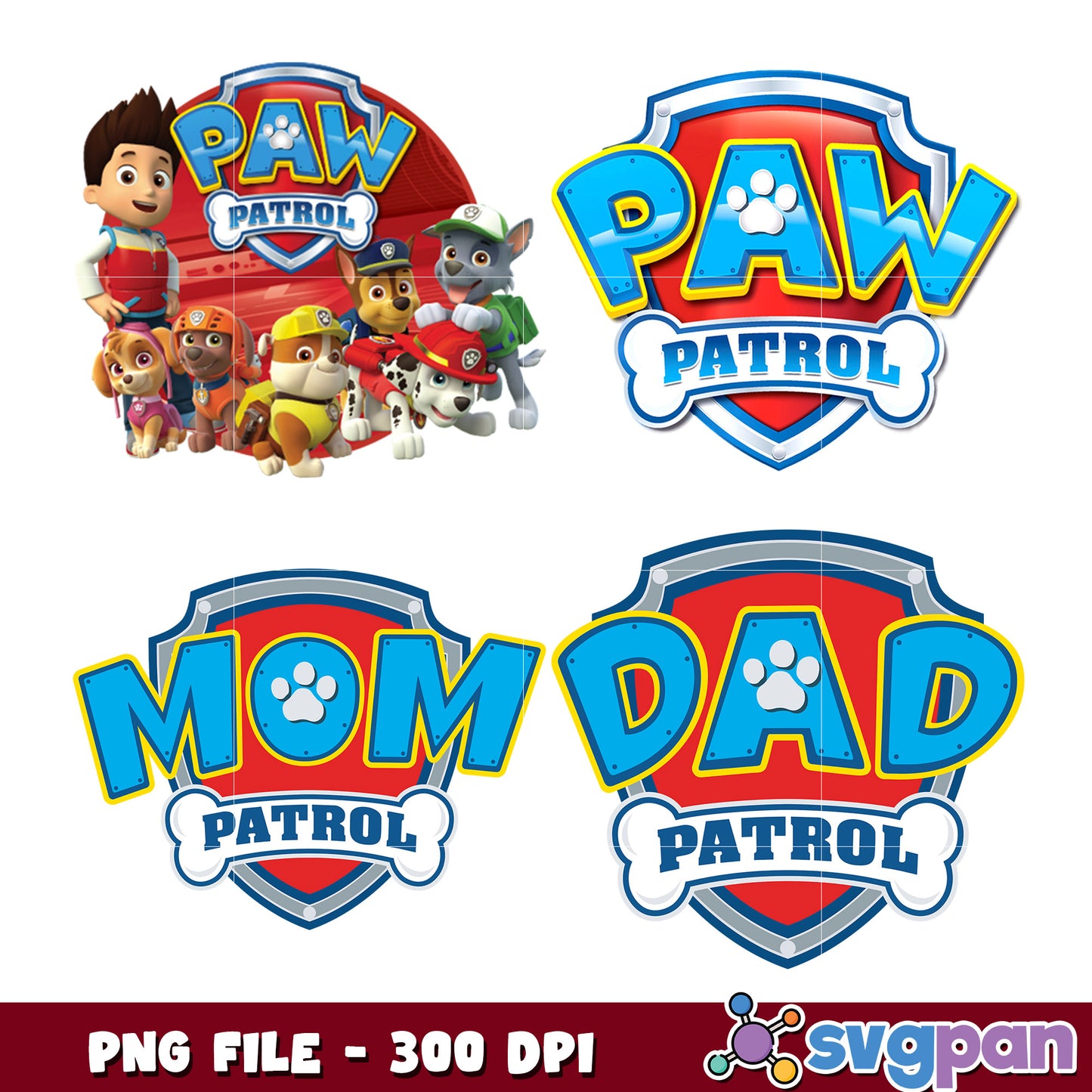 Paw Patrol Mom Dad Bundle PNG 300 DPI