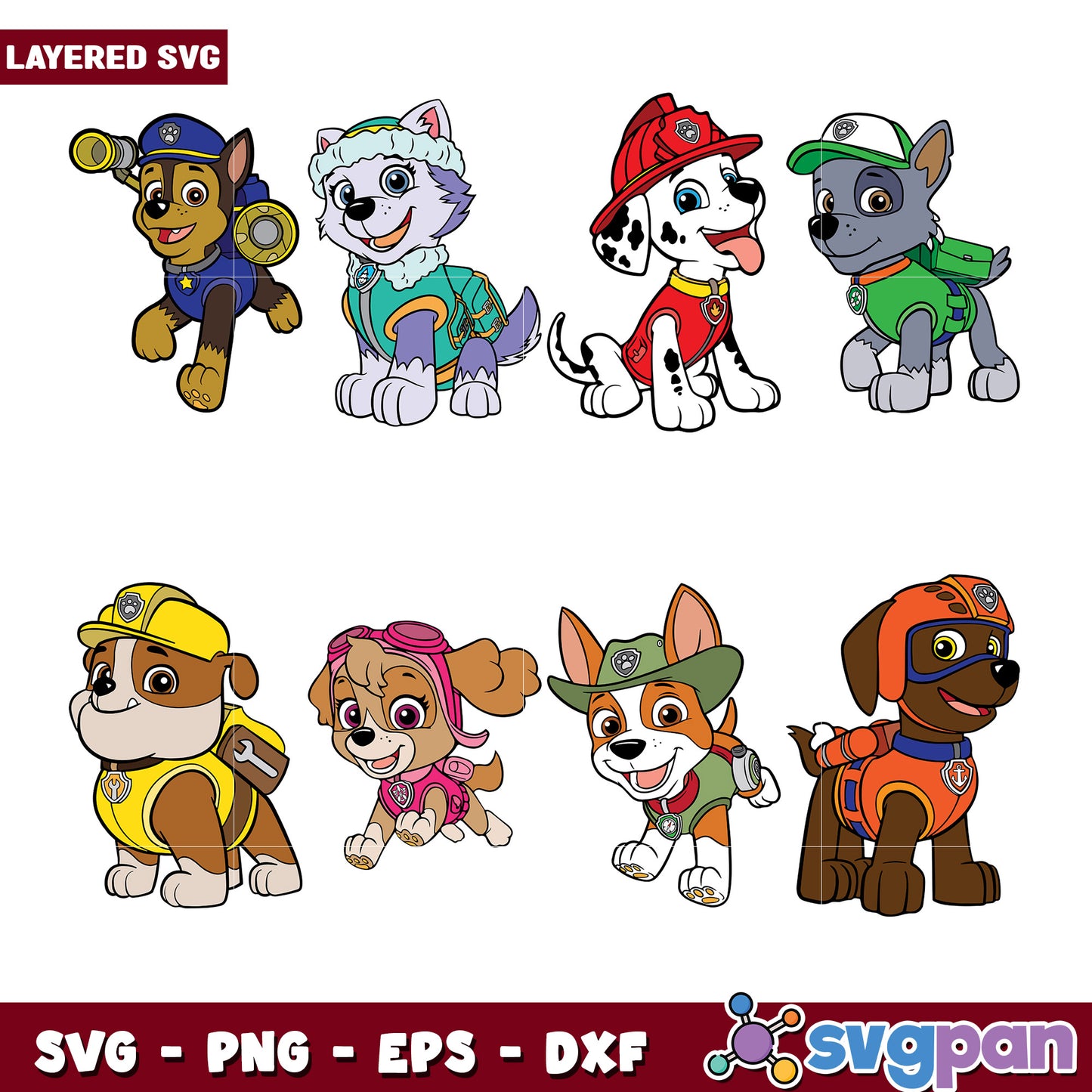 Paw Patrol SVG Bundle Layered Files