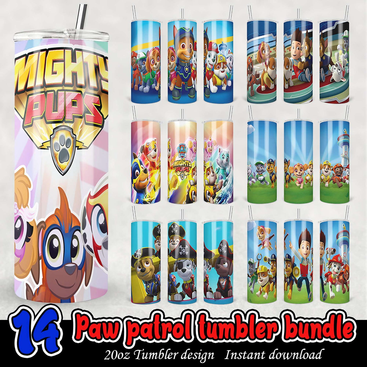 Paw Patrol Tumbler Bundle 14 PNG Designs