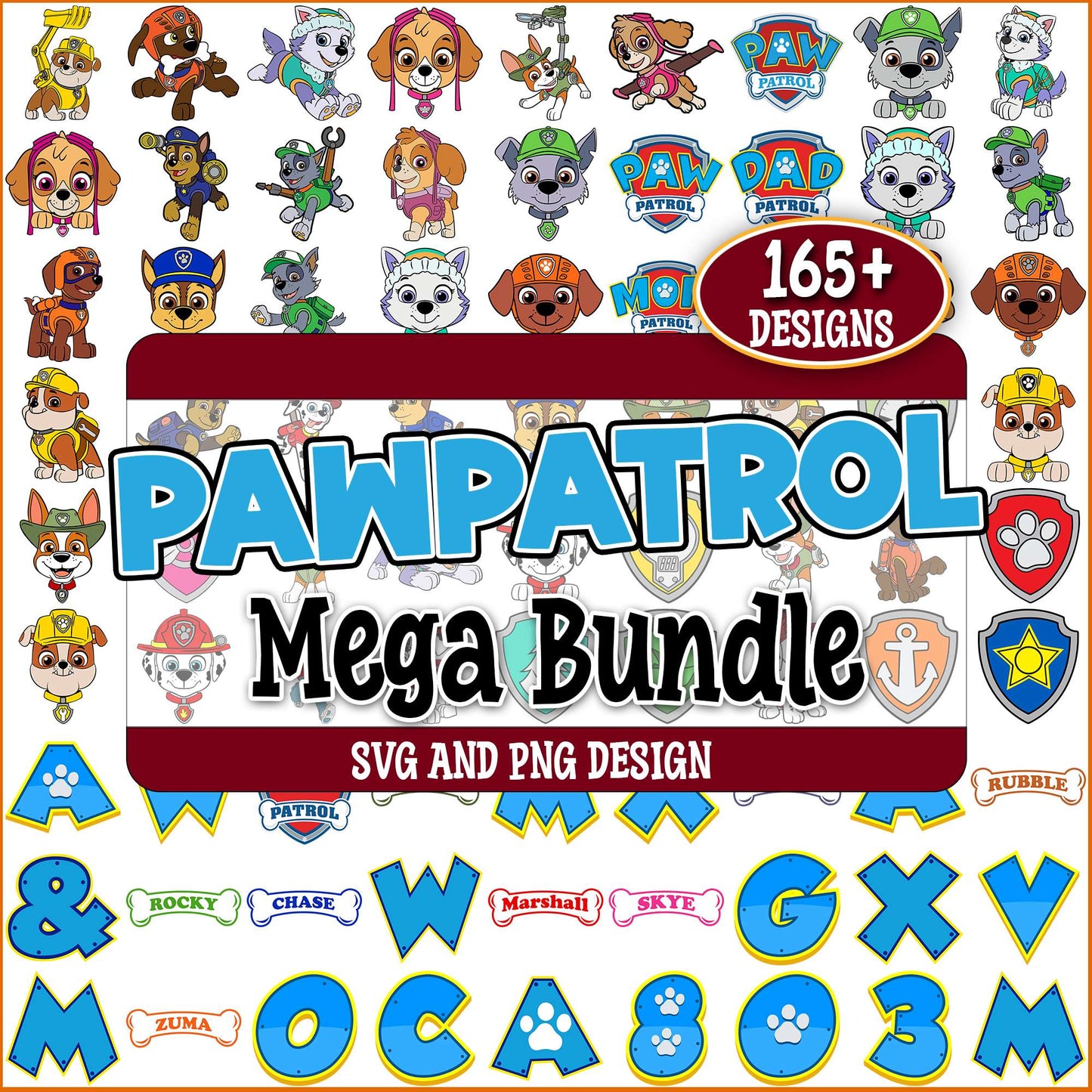 Paw patrol alphabets svg bundle